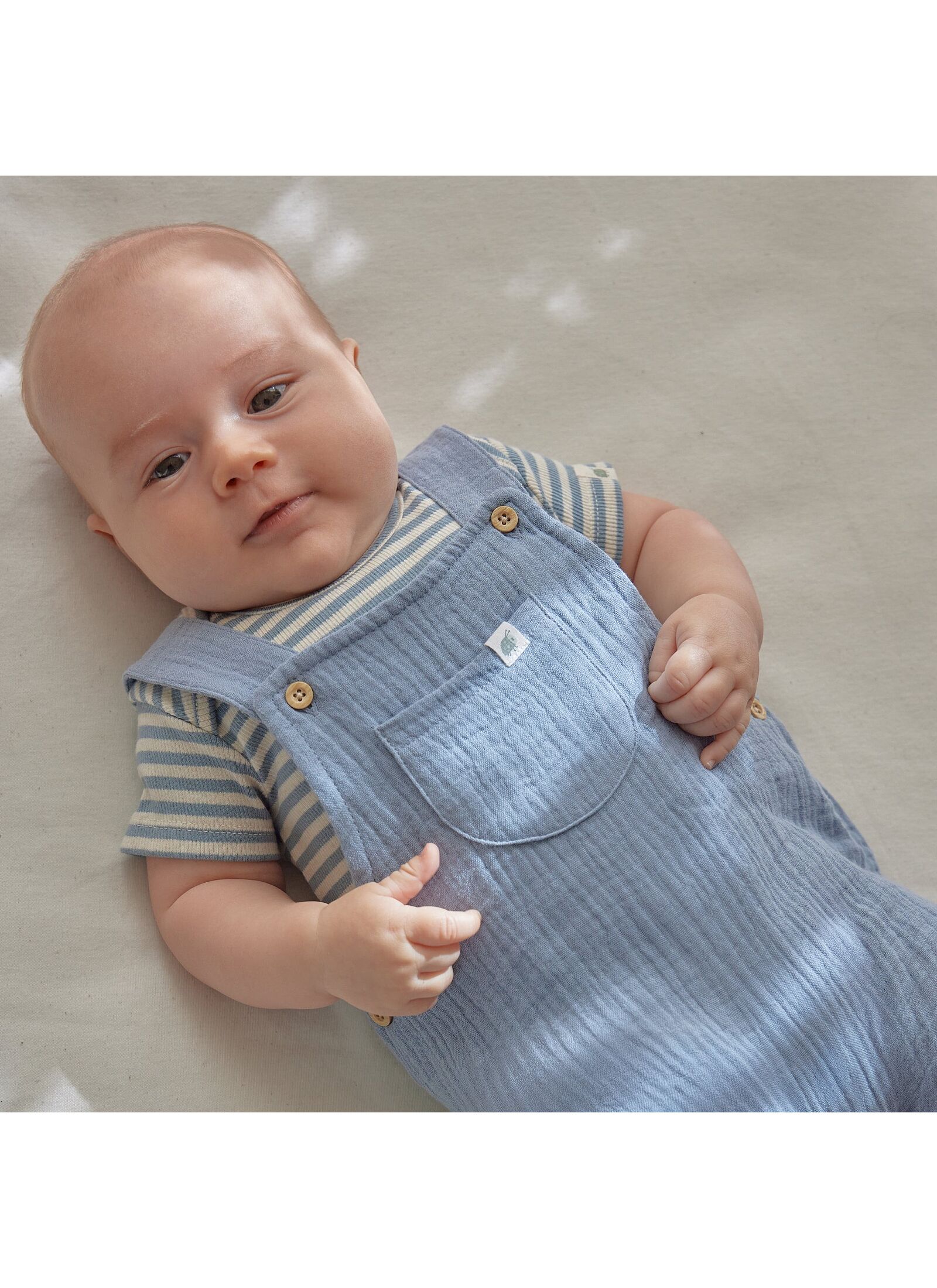 ORGANIC COTTON BODYSUIT STONE BLUE STRIPE