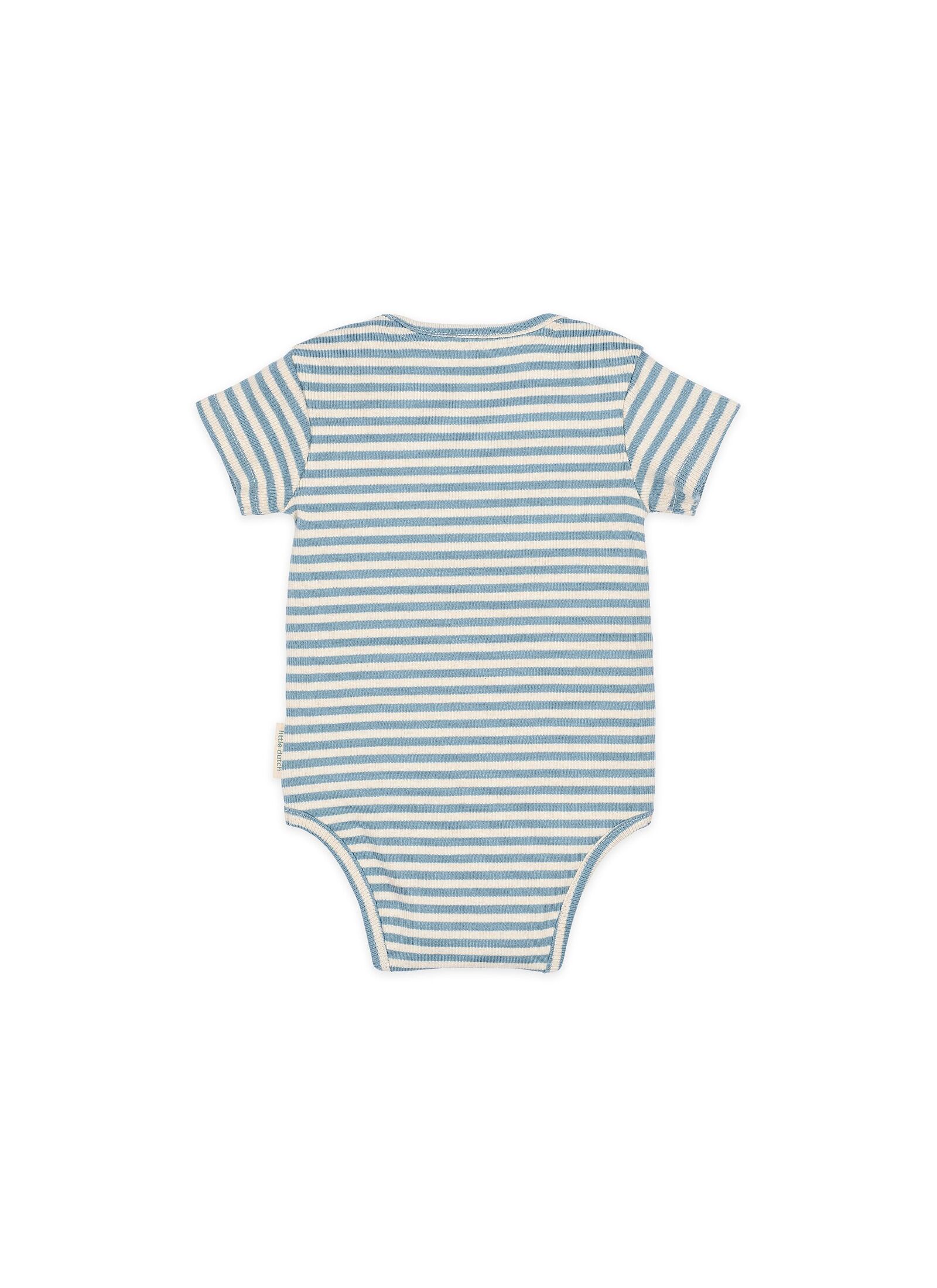 ORGANIC COTTON BODYSUIT STONE BLUE STRIPE