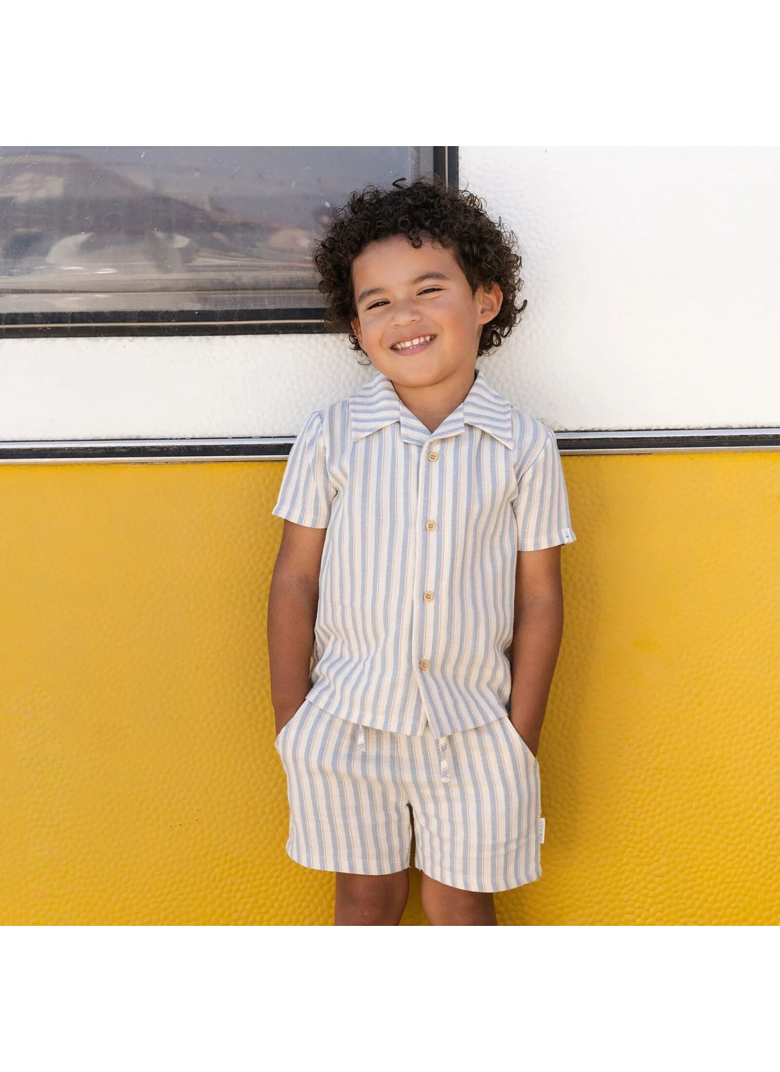 ORGANIC COTTON SHIRT STONE MULTI STRIPE