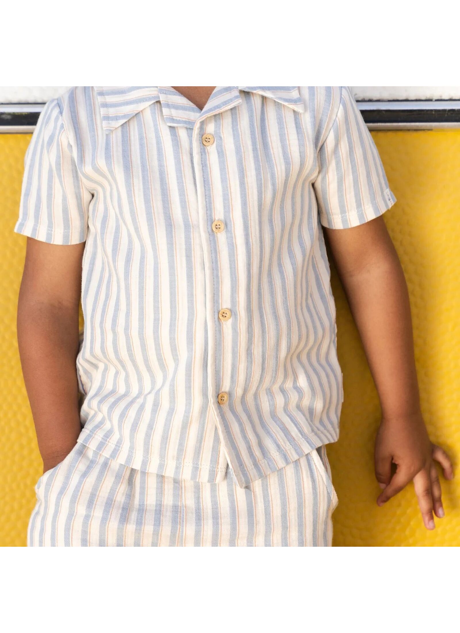 ORGANIC COTTON SHIRT STONE MULTI STRIPE