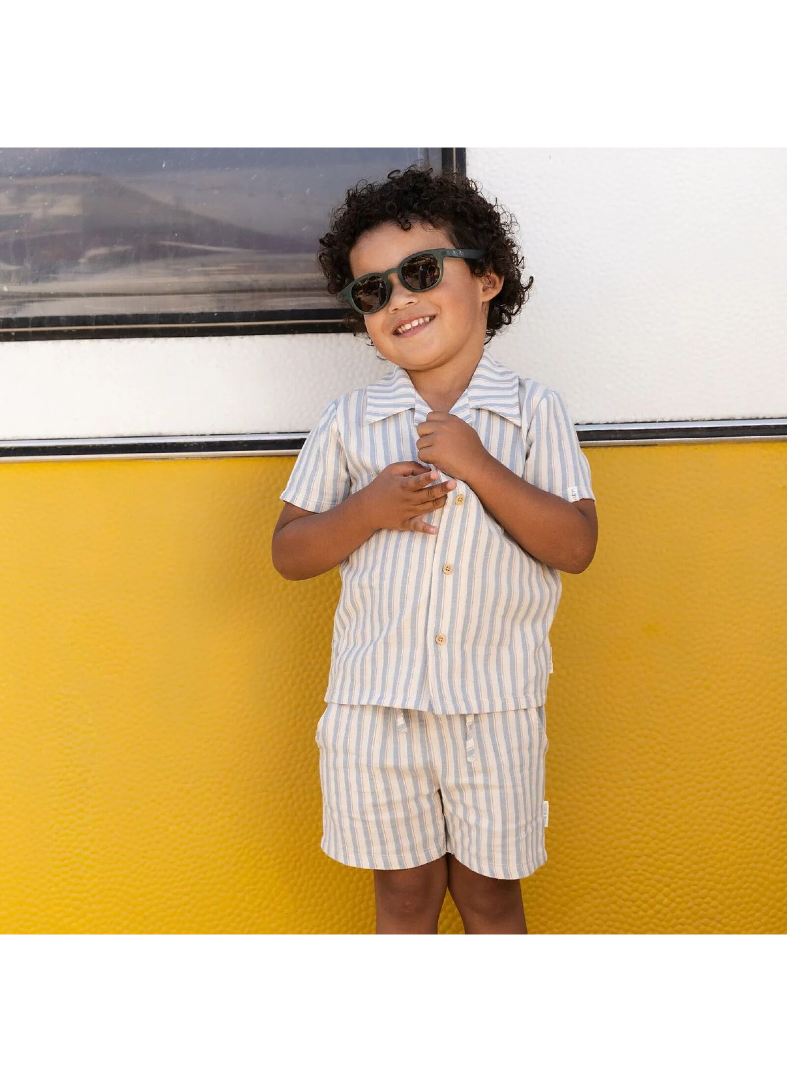 ORGANIC COTTON SHIRT STONE MULTI STRIPE