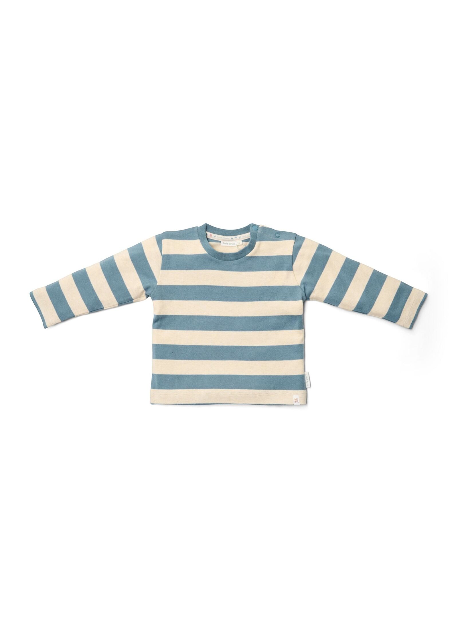 ORGANIC COTTON LONG SLEEVE BLOUSE STONE BLUE STRIPE