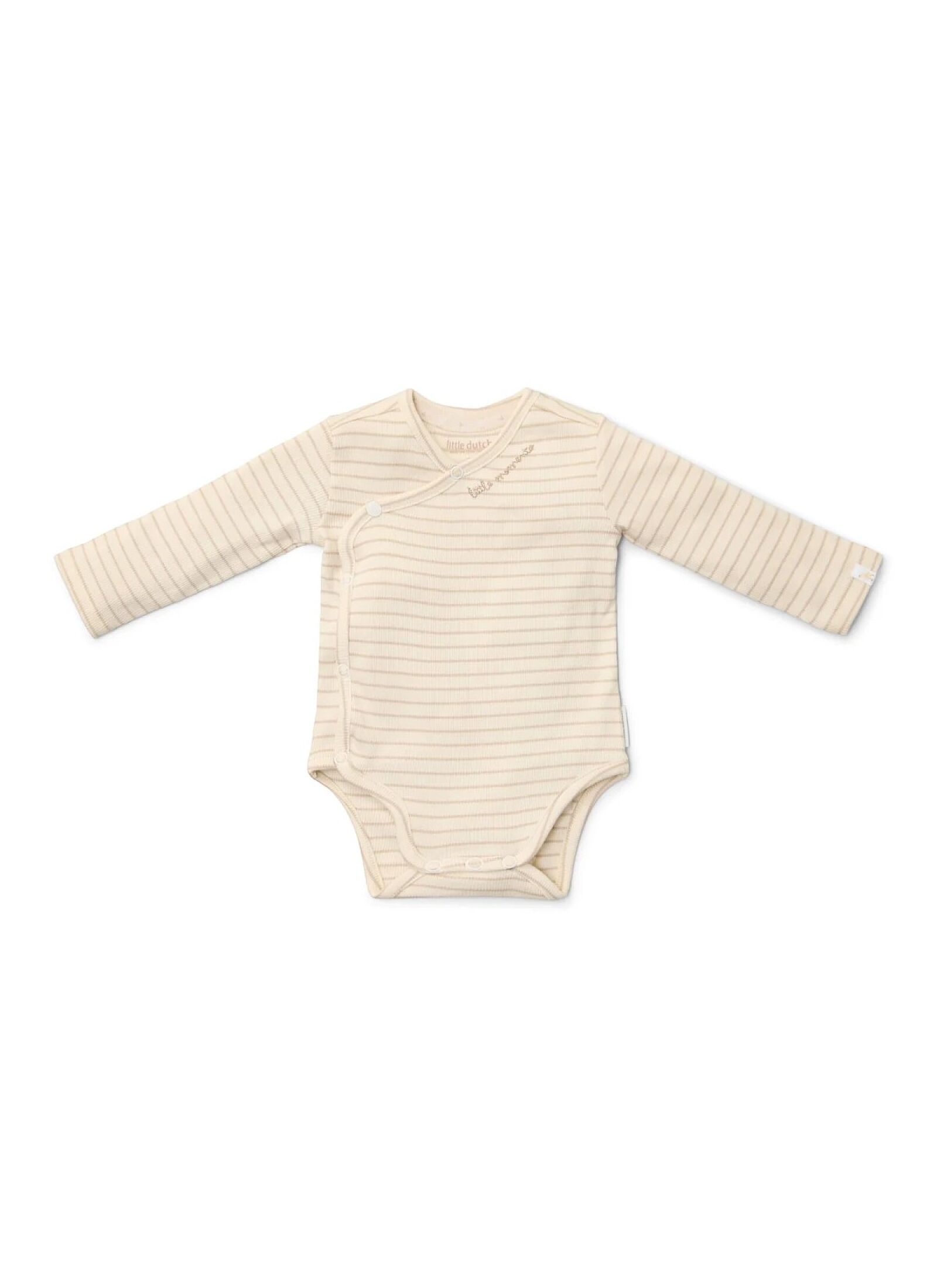 ORGANIC COTTON LONG SLEEVE JUMPSUIT SOFT BEIGE STRIPE