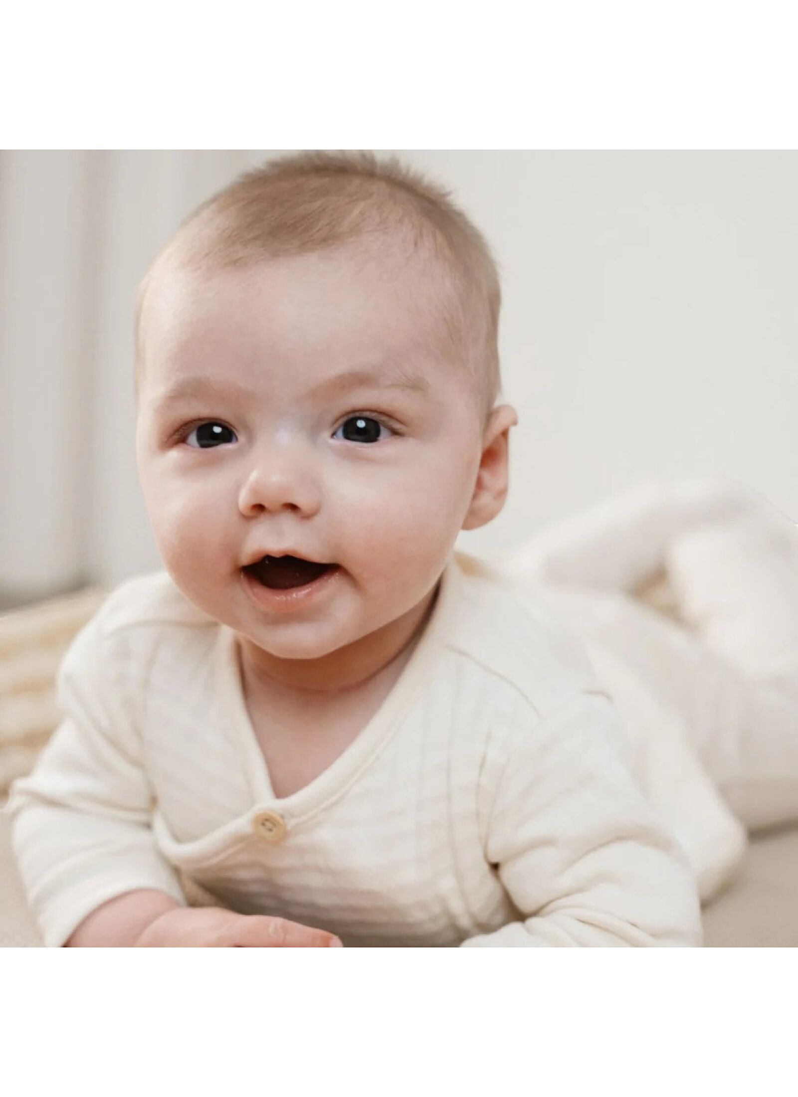 ORGANIC COTTON LONG SLEEVE JUMPSUIT SOFT BEIGE STRIPE