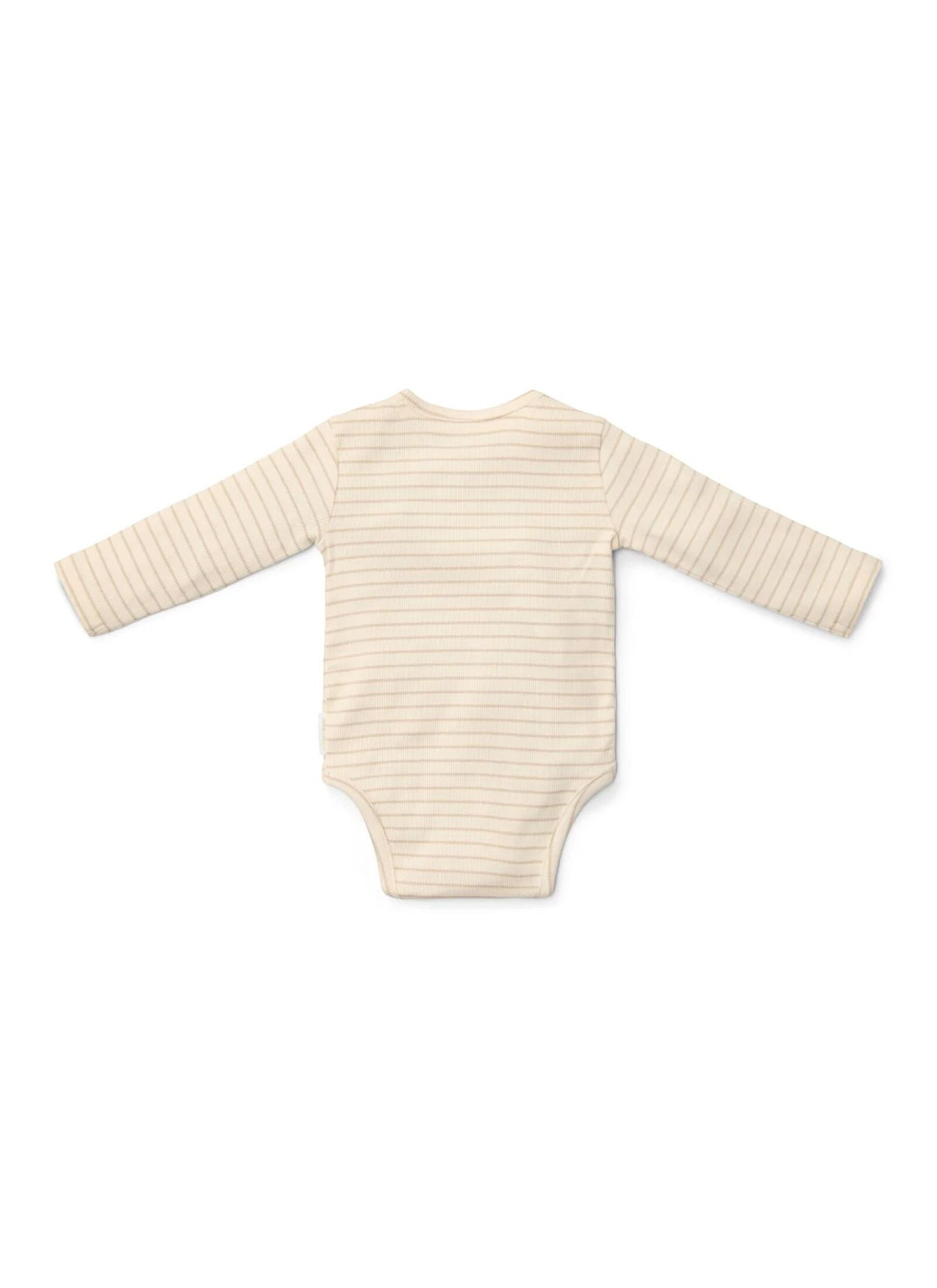 ORGANIC COTTON LONG SLEEVE JUMPSUIT SOFT BEIGE STRIPE