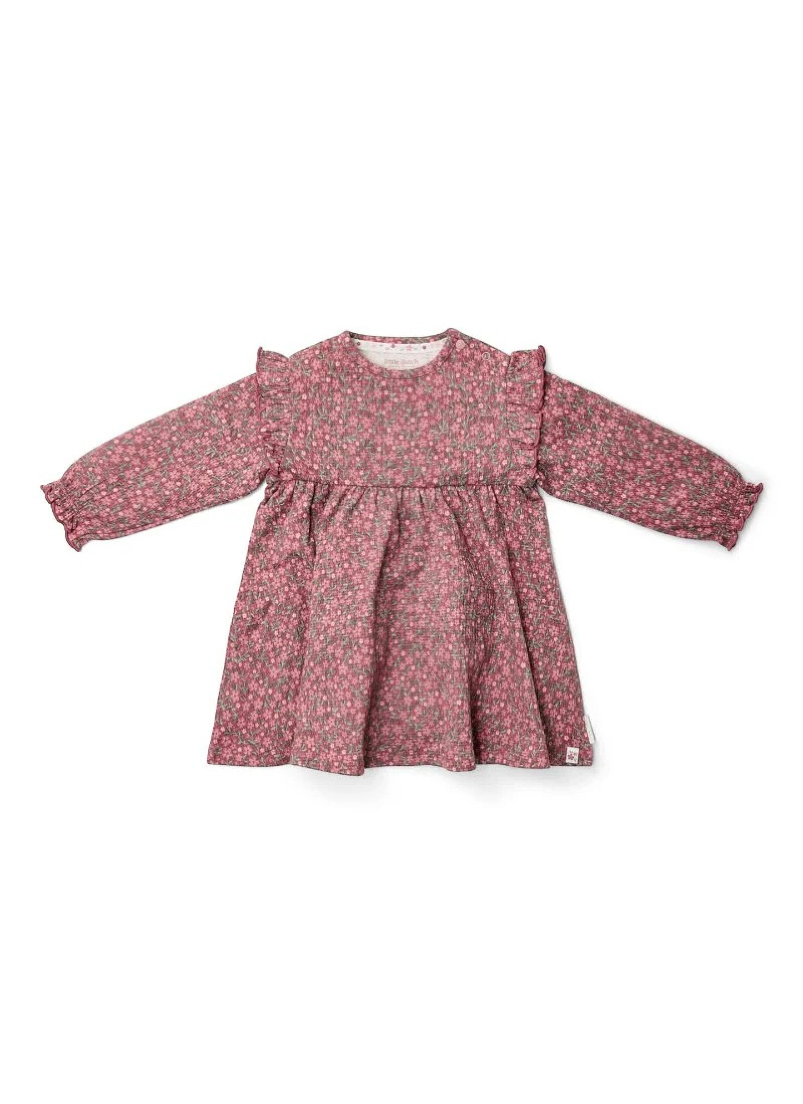 LONGSLEEVE DRESS FROM ORGANIC COTTON ROUGE FLOWER
