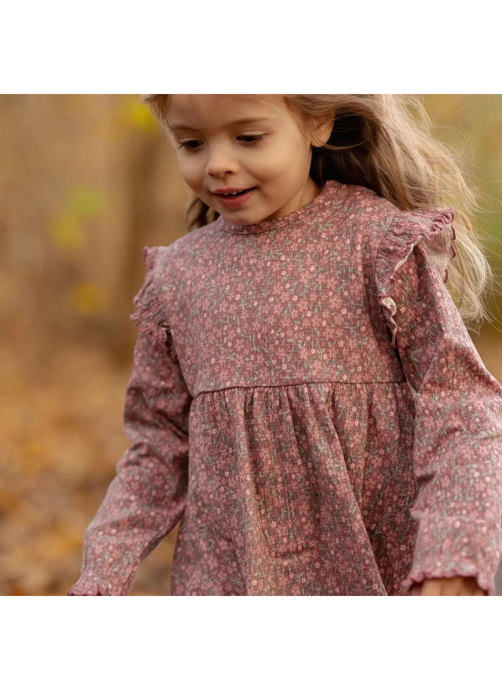LONGSLEEVE DRESS FROM ORGANIC COTTON ROUGE FLOWER