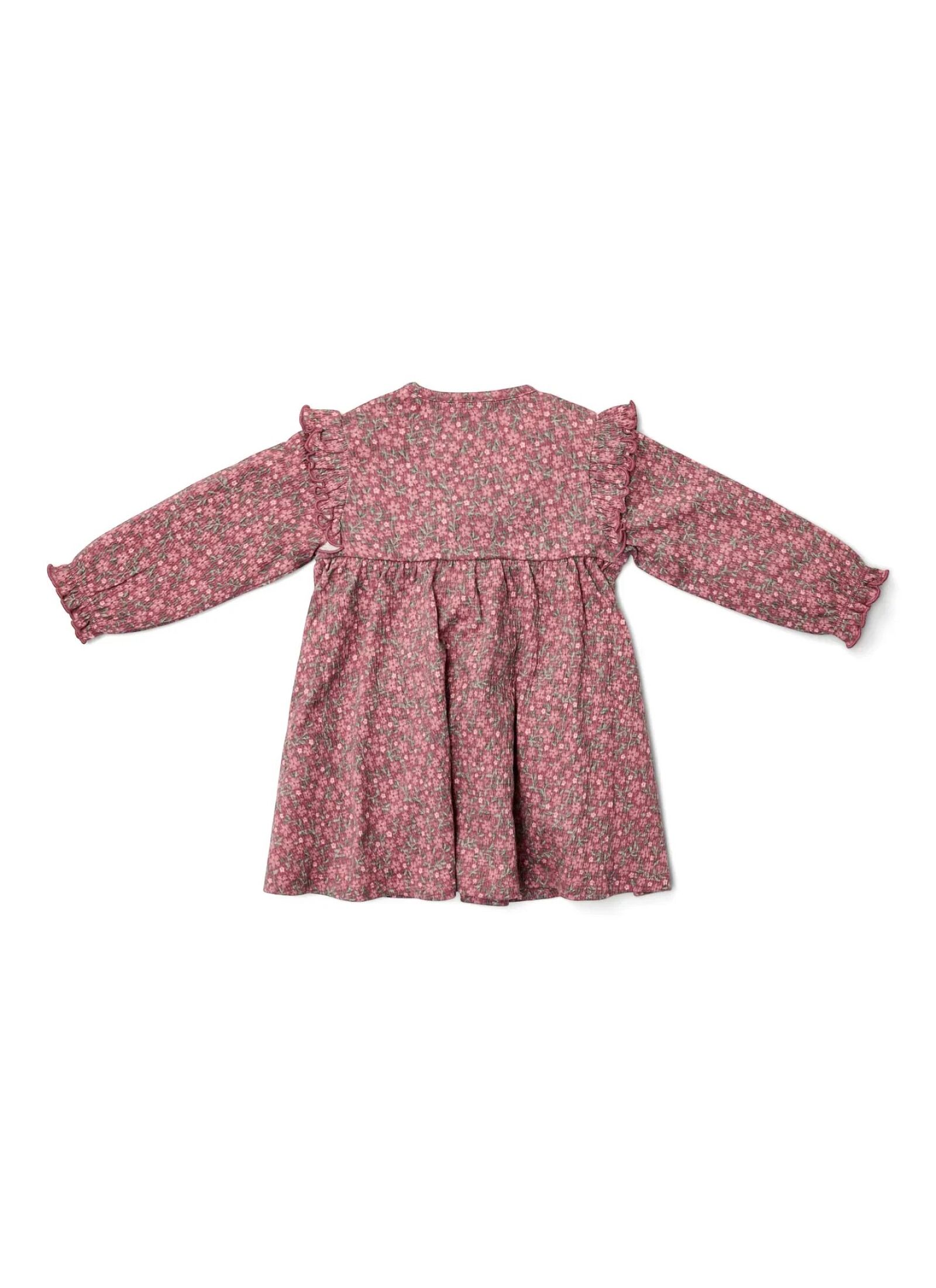 LONGSLEEVE DRESS FROM ORGANIC COTTON ROUGE FLOWER