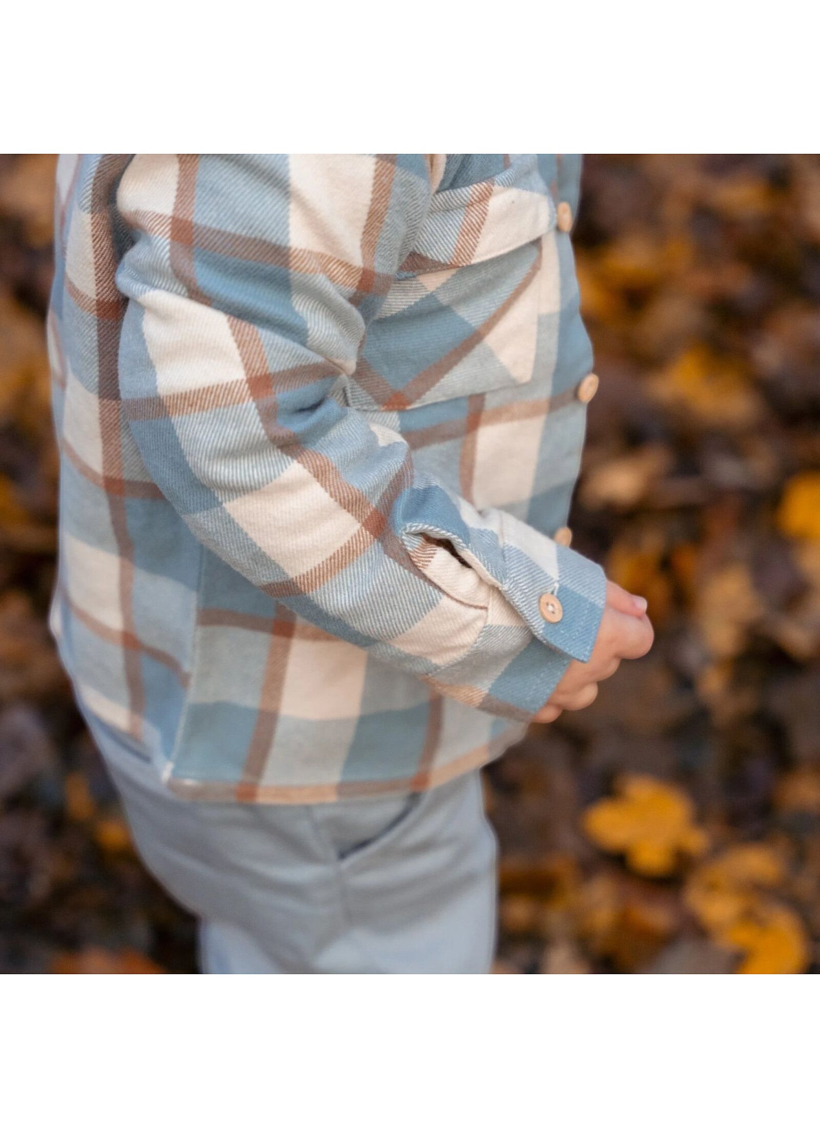 ORGANIC COTTON SHIRT STONE BLUE CHECK