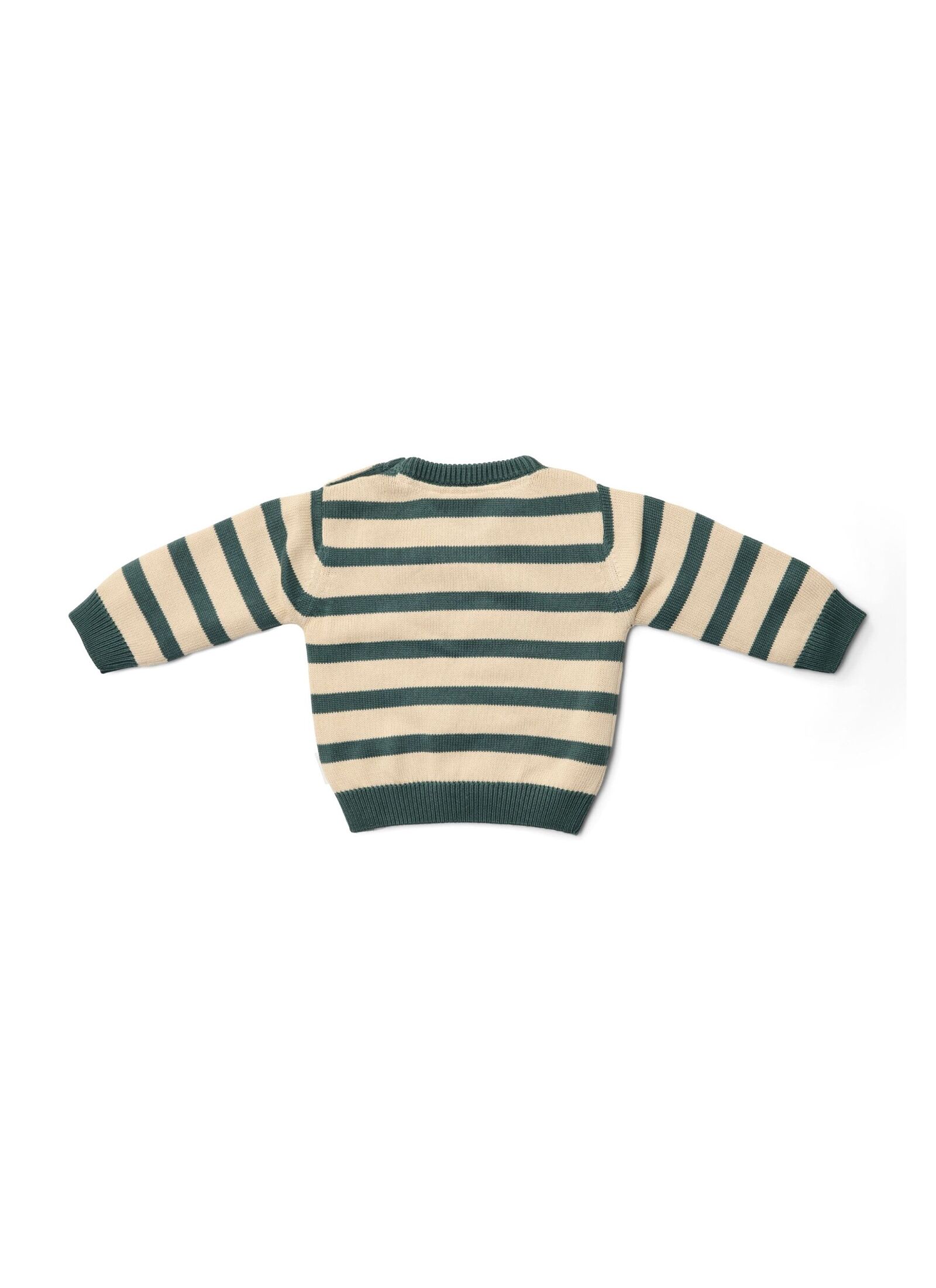 ORGANIC COTTON SWEATER BALSAM GREEN STRIPE