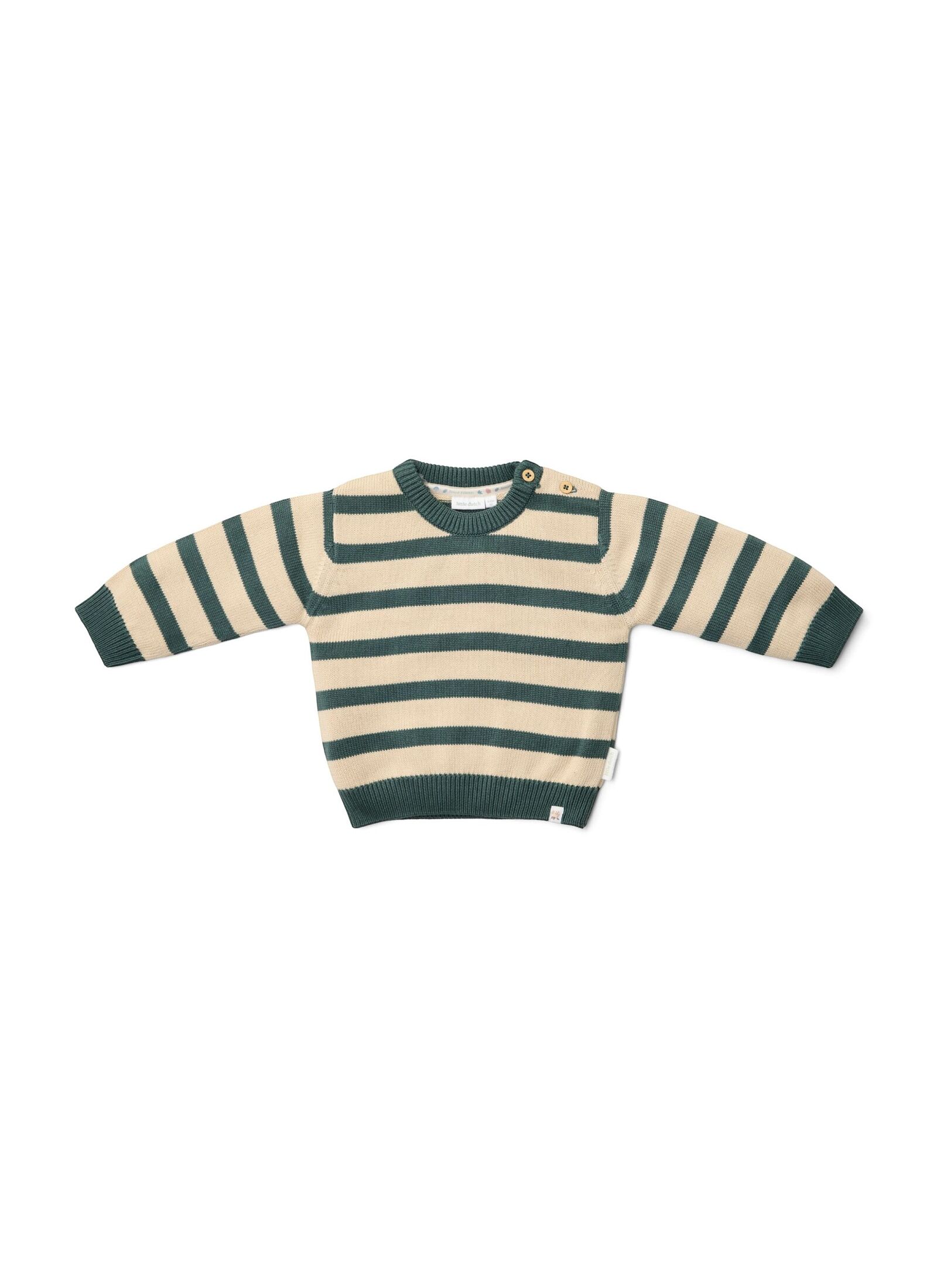 ORGANIC COTTON SWEATER BALSAM GREEN STRIPE