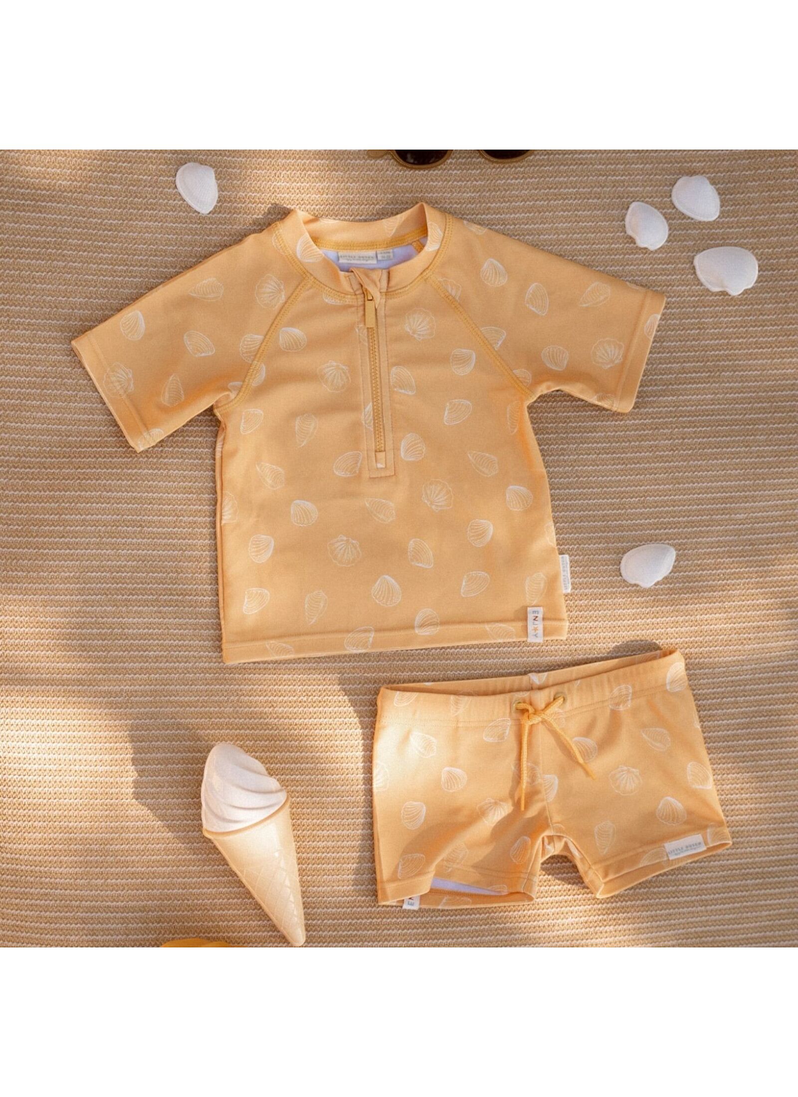 SWIM T-SHIRT WITH SHORT SLEEVE SEASHELLS SUNNY YELLOW