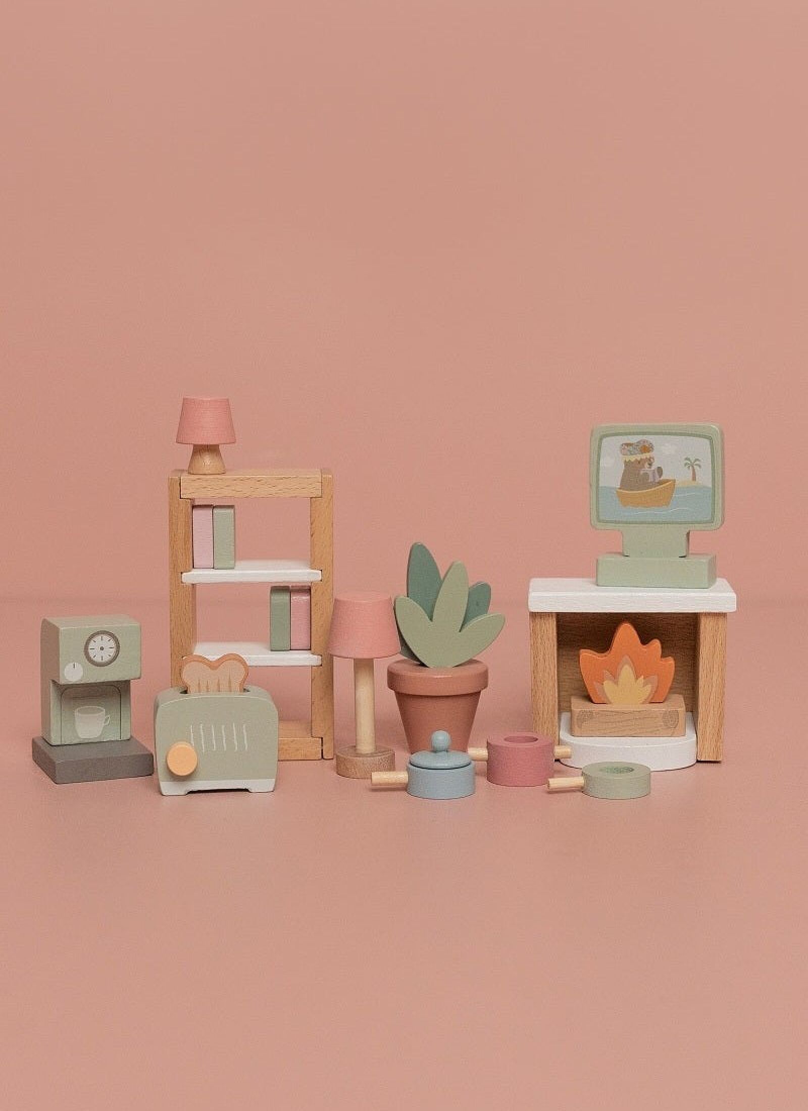 WOODEN DOLL'S HOUSE FURNITURE PLAYSET