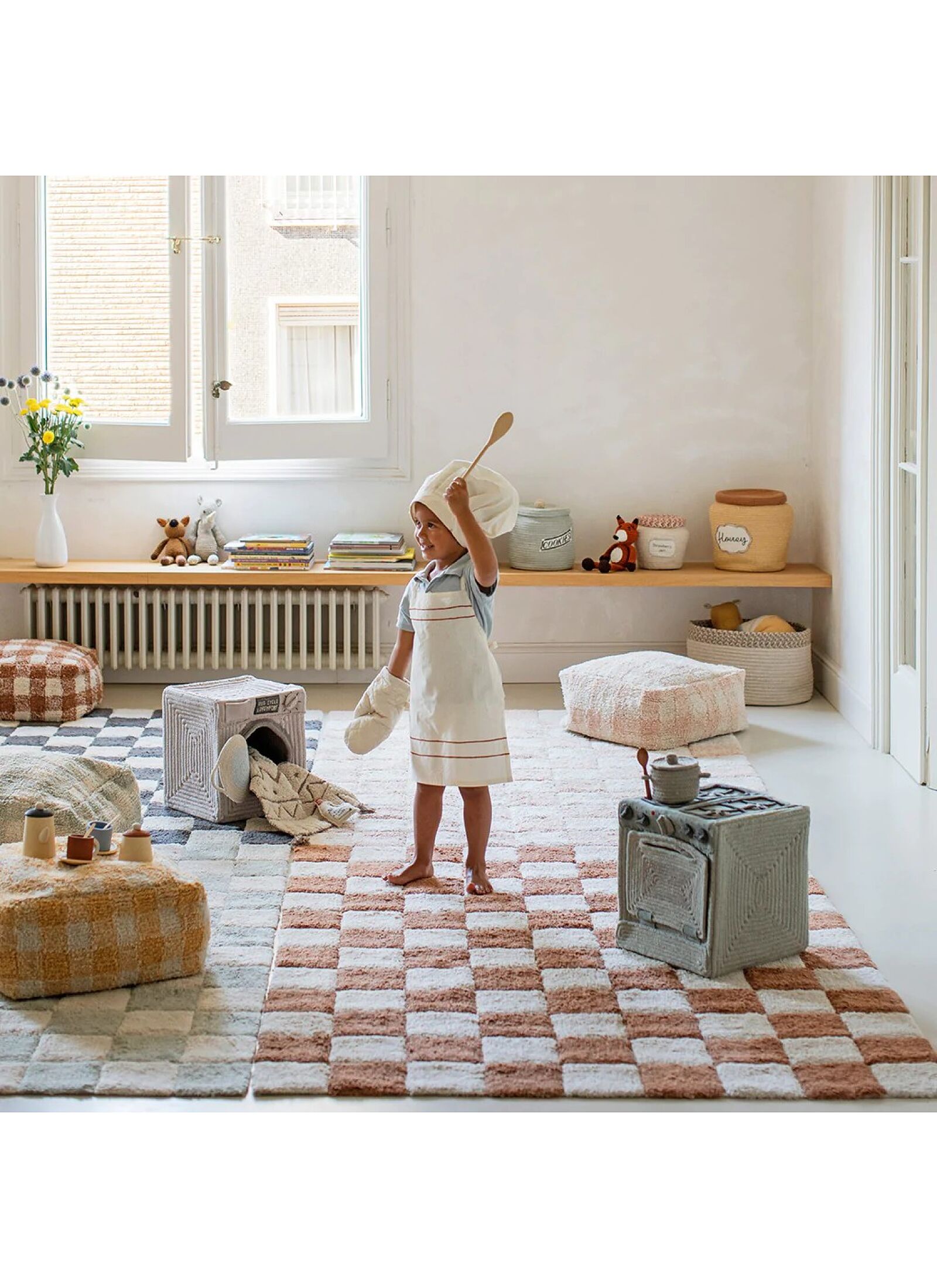 FLOOR CUSHION VICHY HONEY