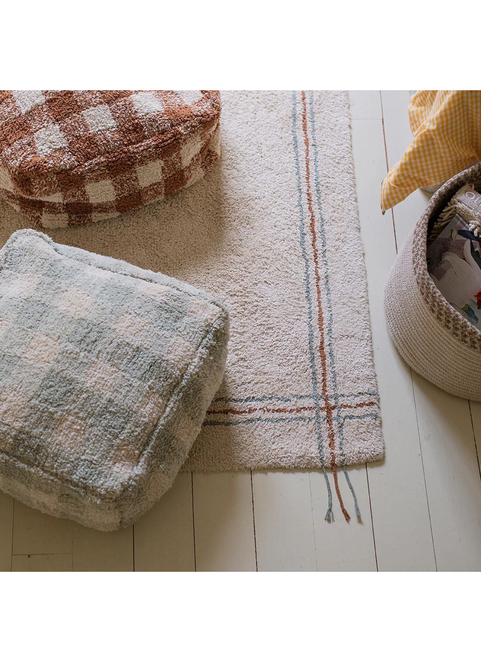 FLOOR CUSHION VICHY BLUE SAGE