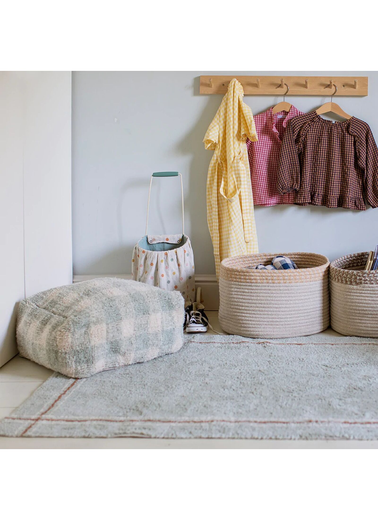 FLOOR CUSHION VICHY BLUE SAGE