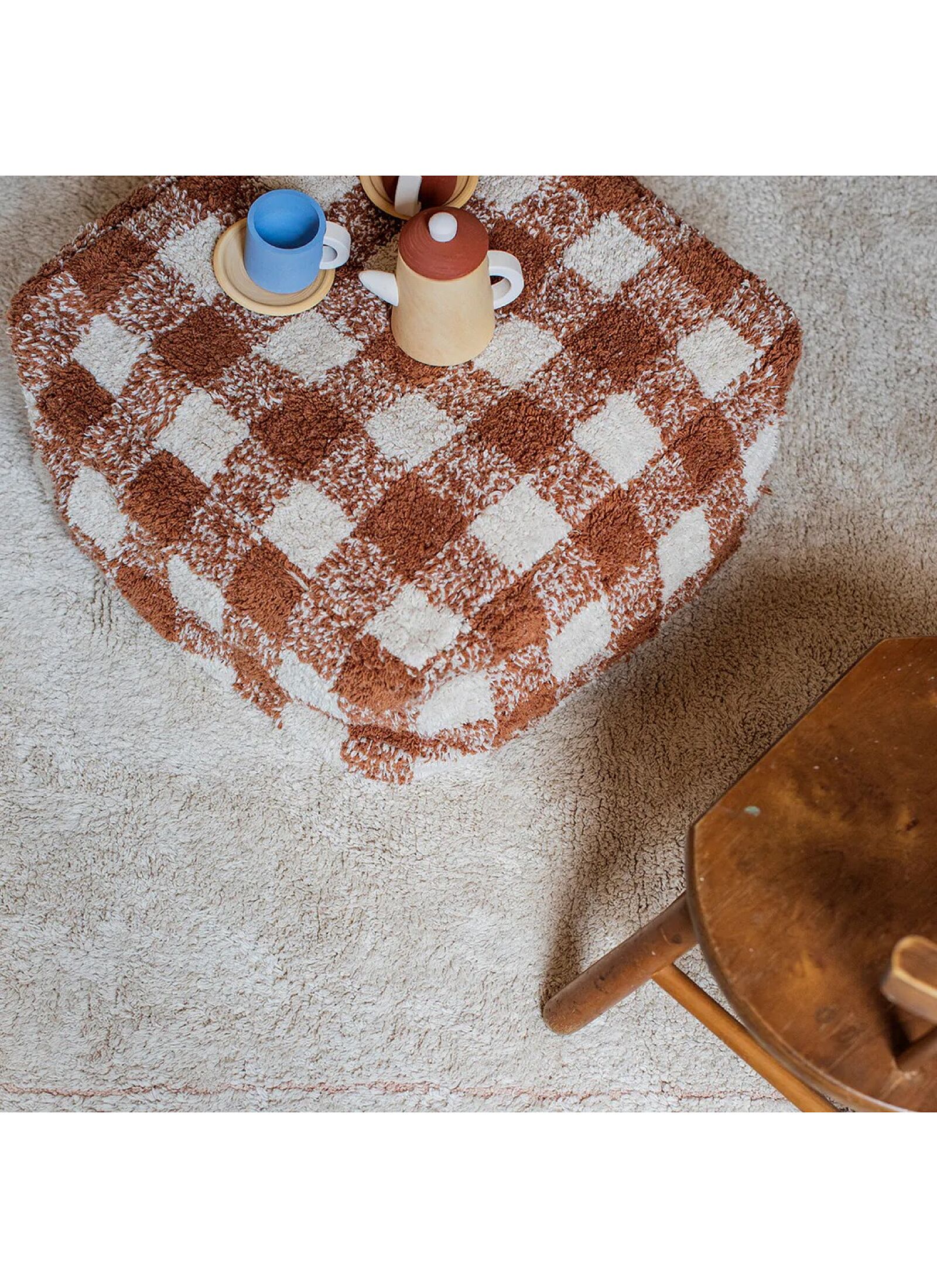 FLOOR CUSHION VICHY TOFFEE