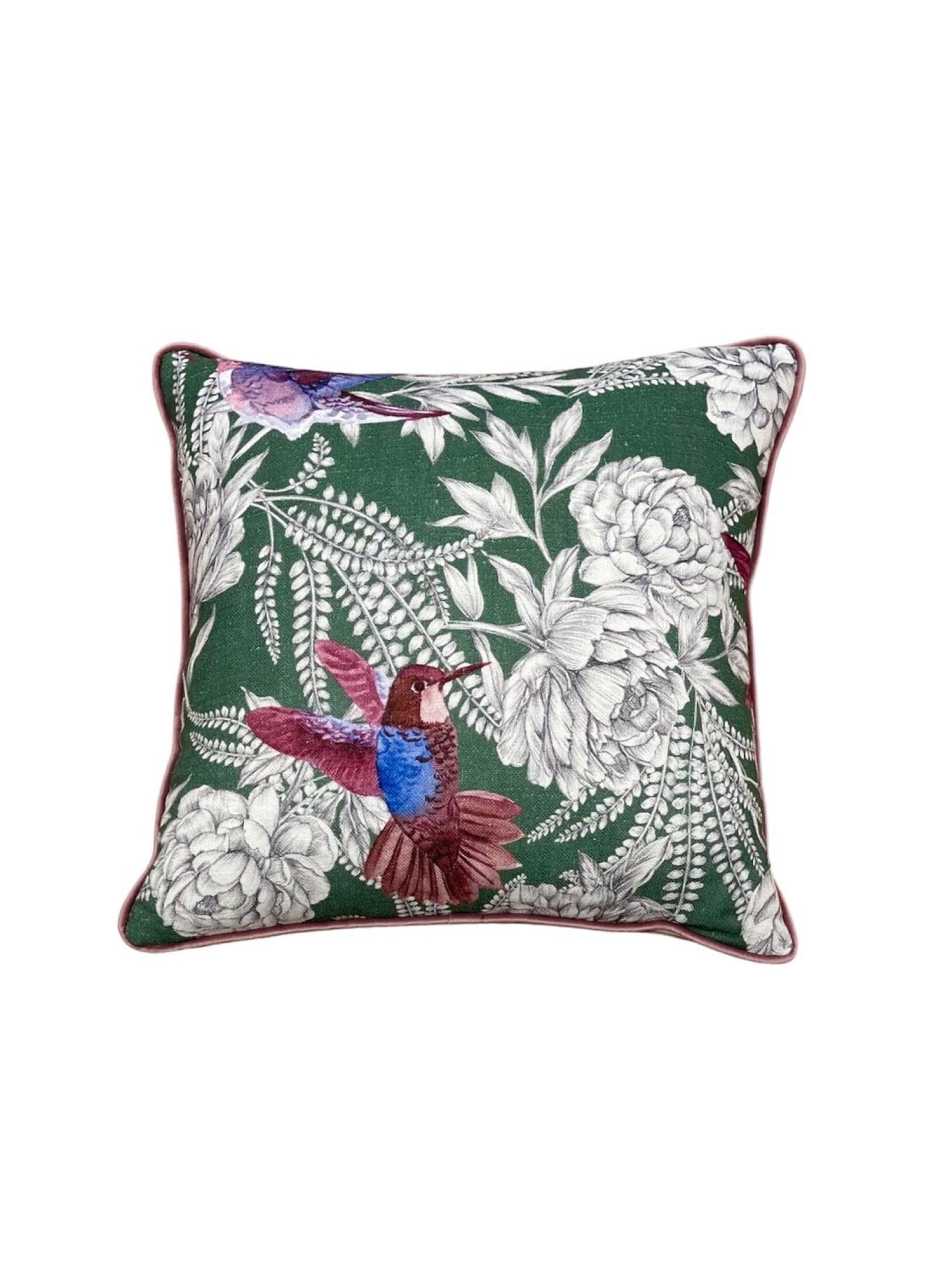 DECORATIVE CUSHION (50X50) BIRDS GREEN