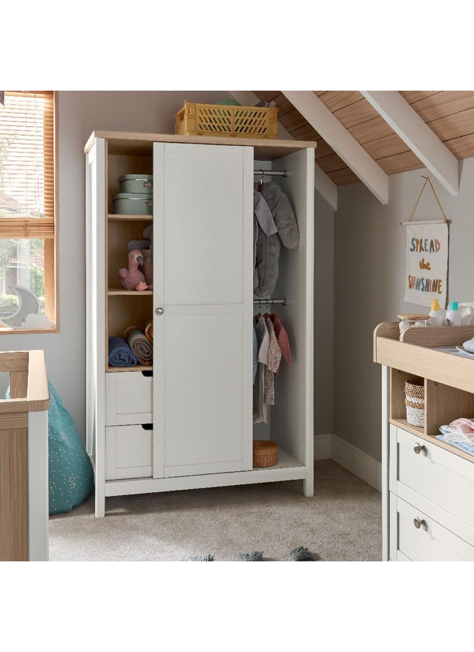 WARDROBE HARWELL WHITE/NATURAL