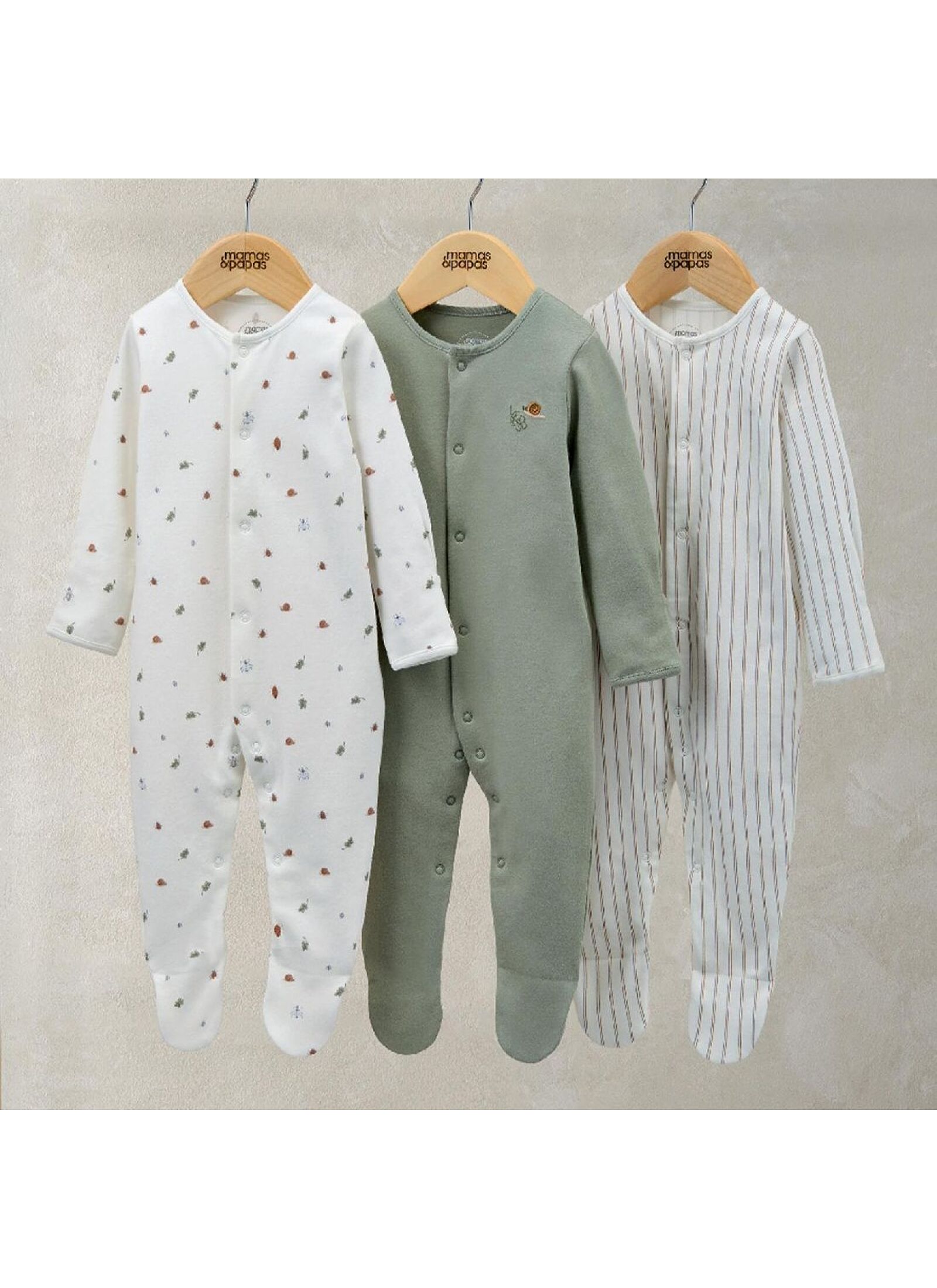 SLEEPSUITS 3PCS OUTDOOR STRIPE