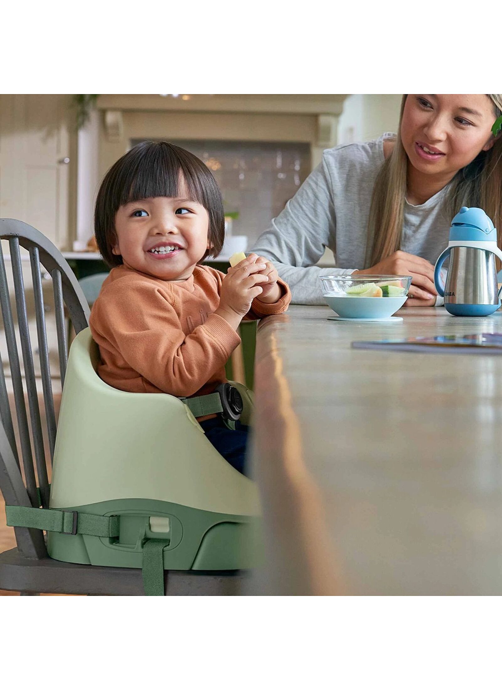 BABY BOOSTER SEAT BUG &AMP; ACT TRAY EUCALYPTUS
