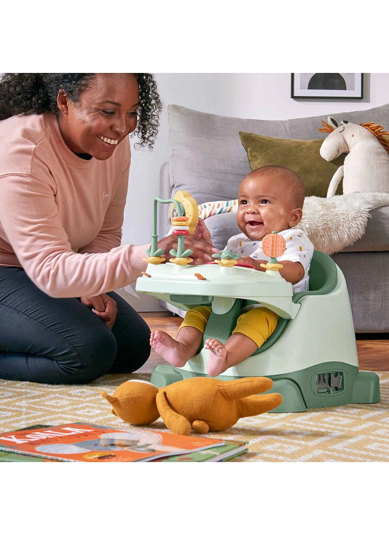 BABY BOOSTER SEAT BUG &AMP; ACT TRAY EUCALYPTUS