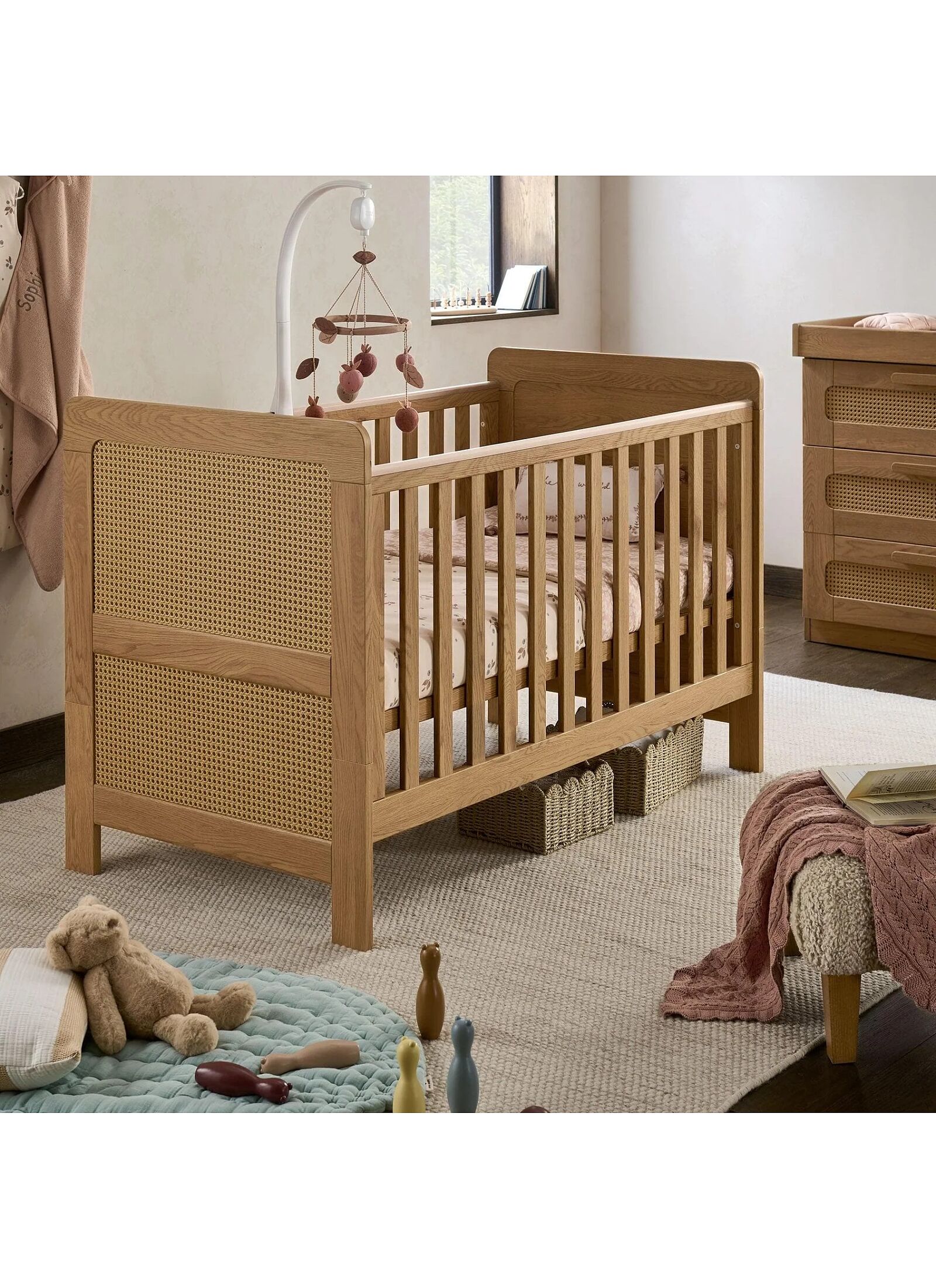 CRIB ESNA OAK/RATTAN
