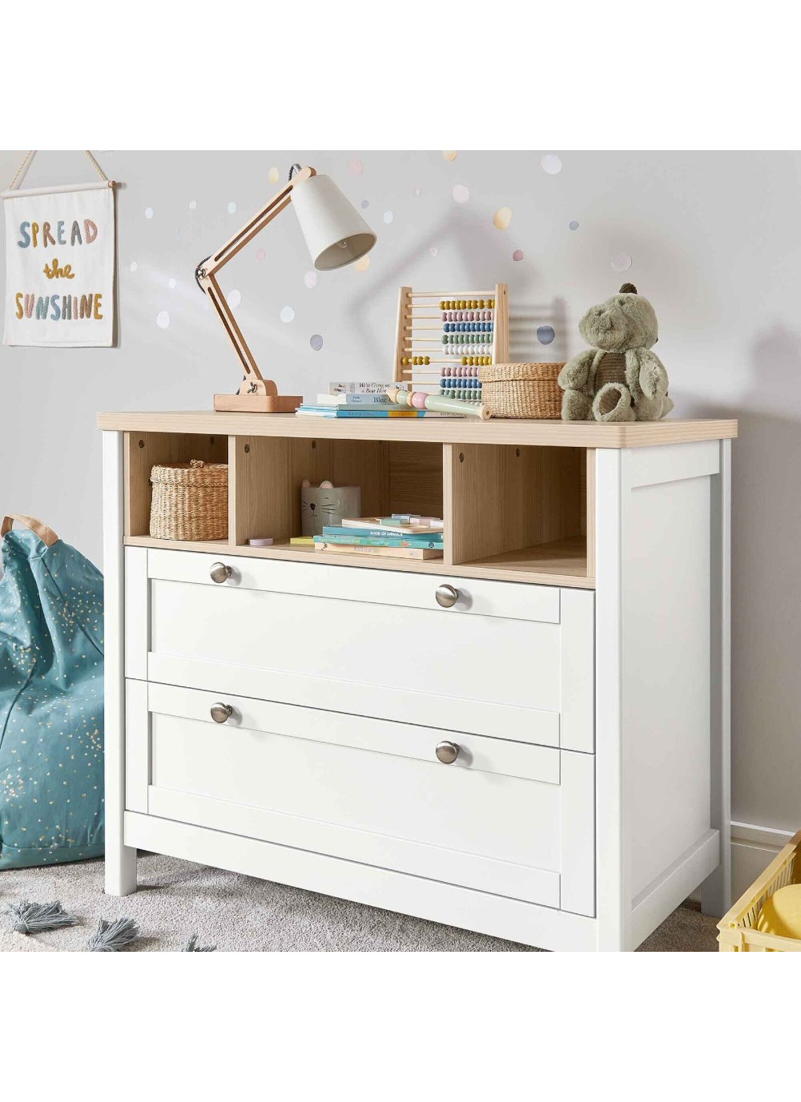 CRIB &AMP; DRESSER-CHANGER UNIT HARWELL WHITE/NATURAL