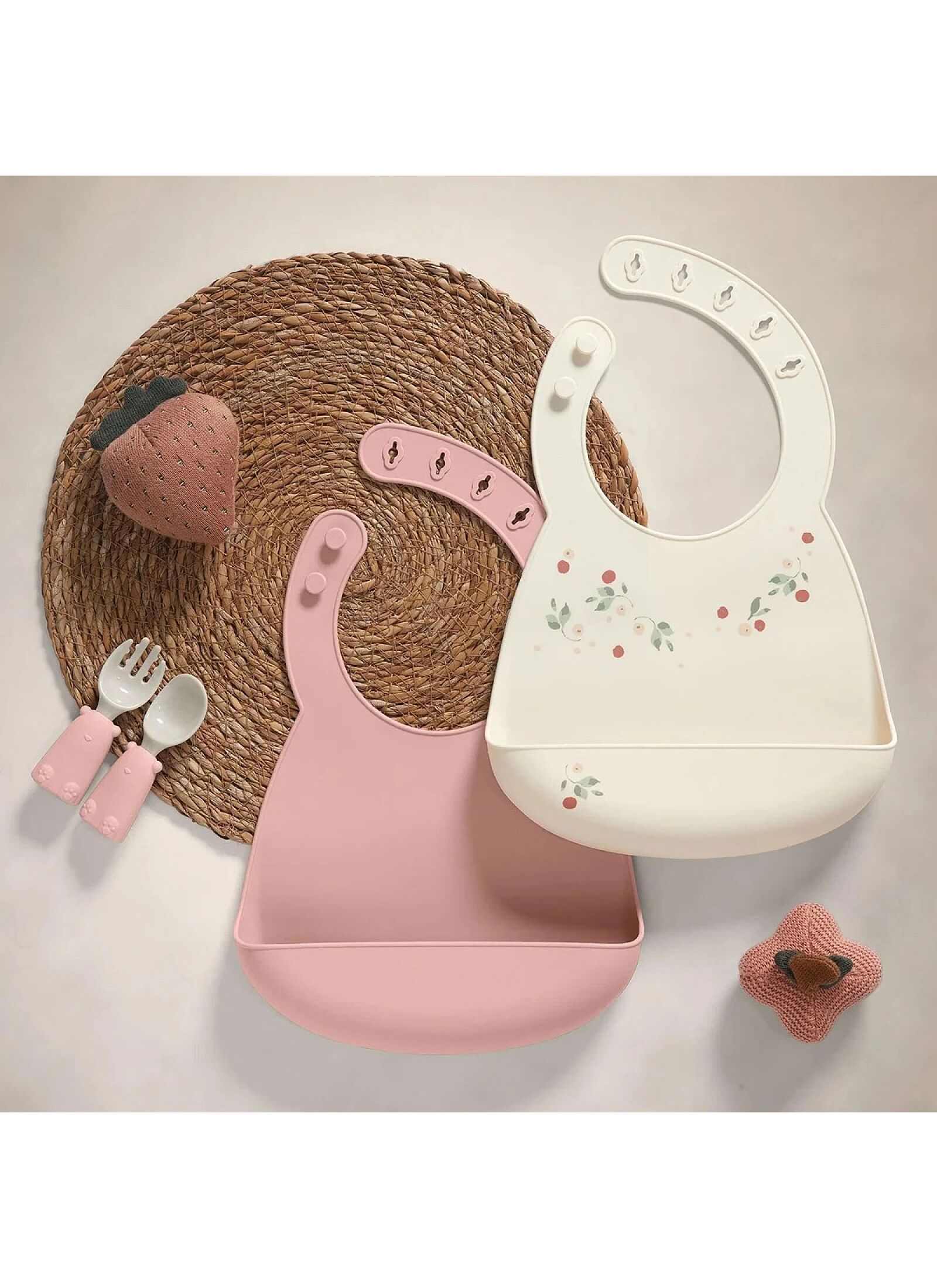 SILICONE BIB 2 PCS FLORAL BERRY