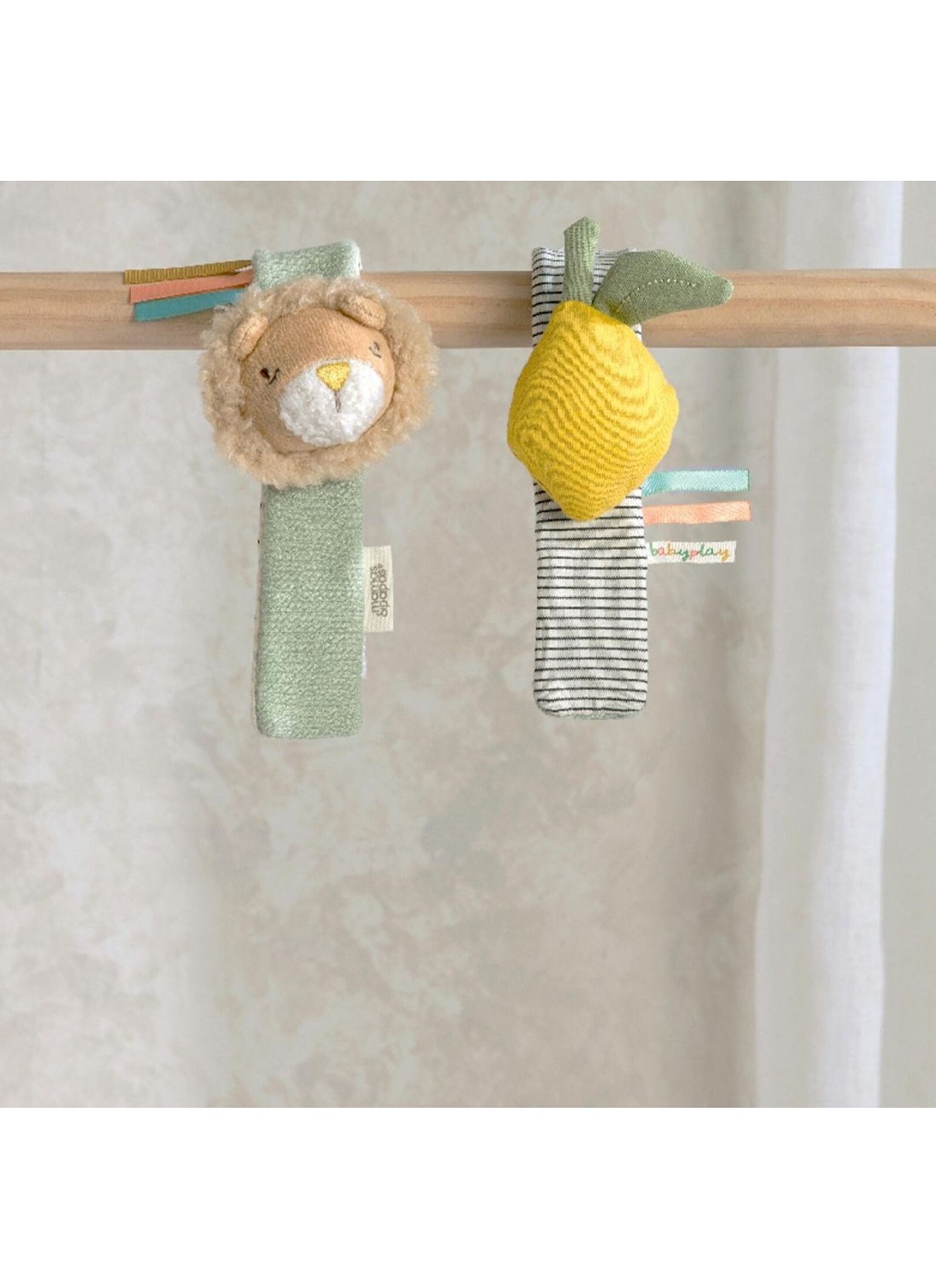 WRIST RATTLES 2PCS LION-LEMON