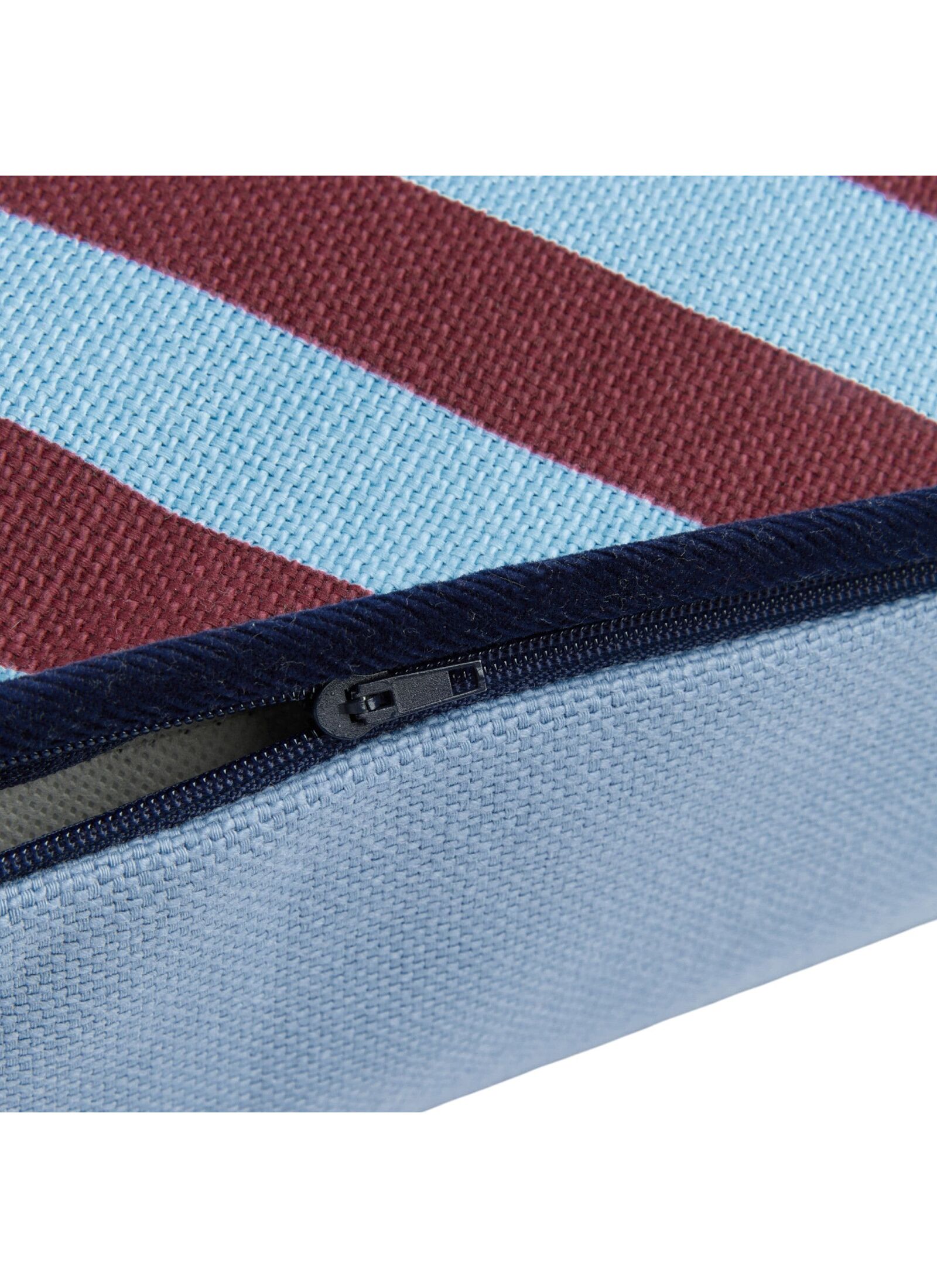 CUSHION (70X25) BURGUNDY BLUE STRIPES