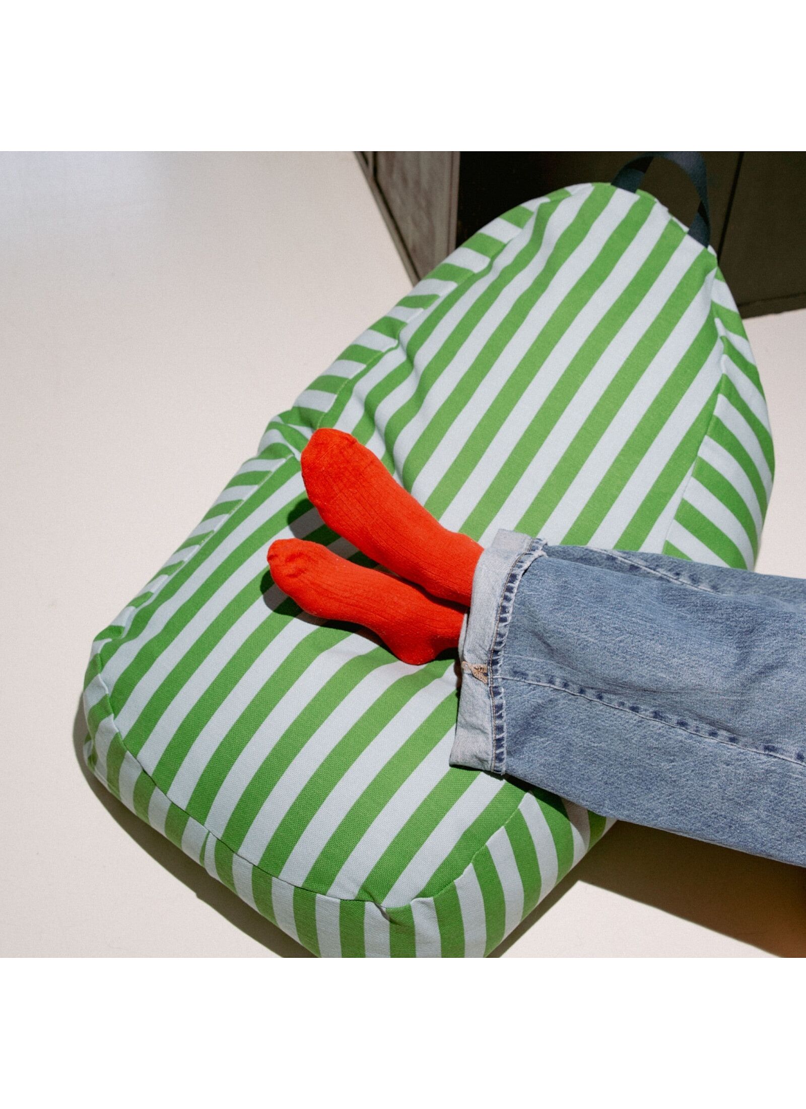 FLOOR CUSHION GREEN BLUE STRIPES