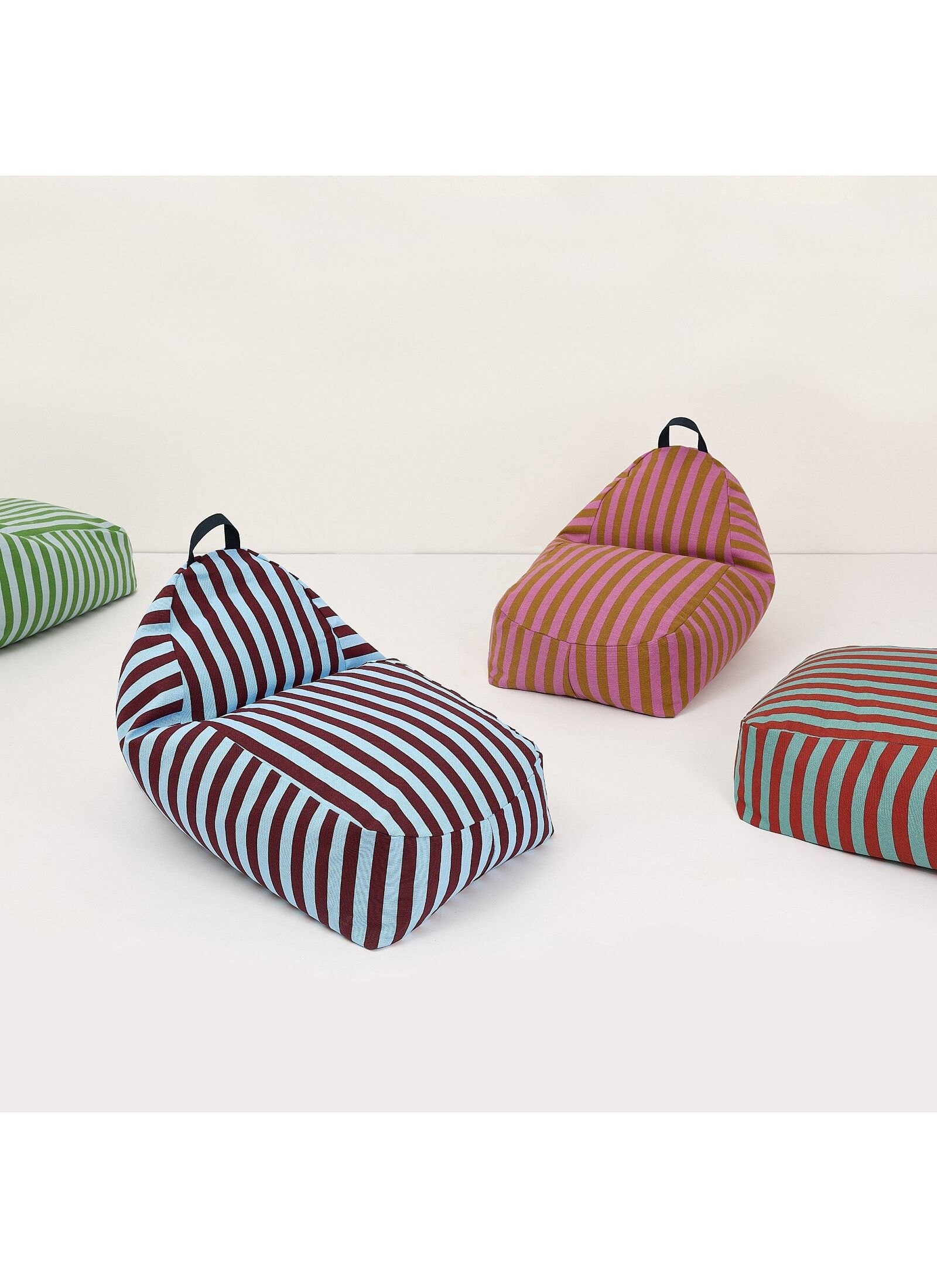 FLOOR CUSHION BURGUNDY BLUE STRIPESBLUE