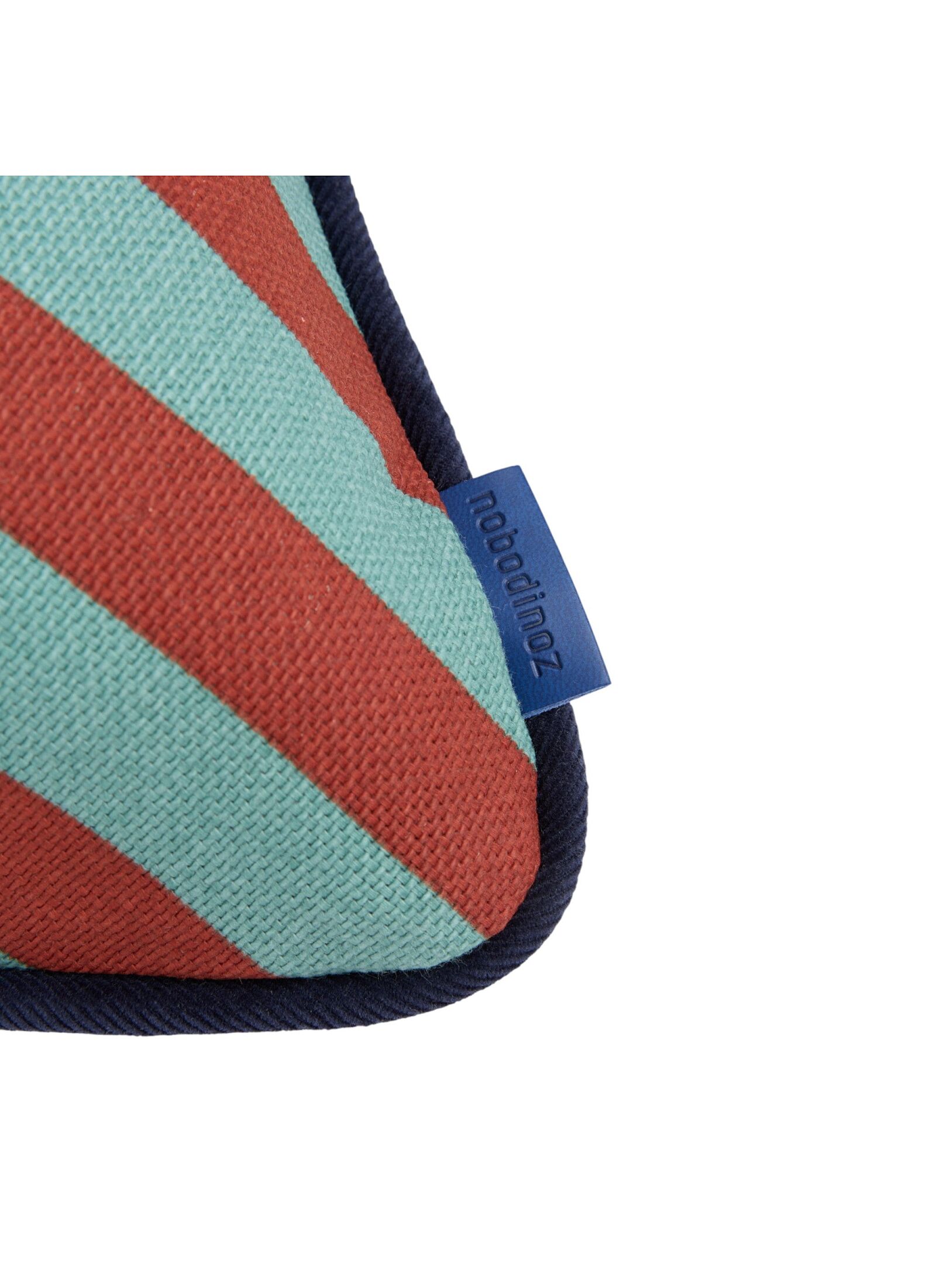 CUSHION (70X25) RED TEAL GREEN STRIPES