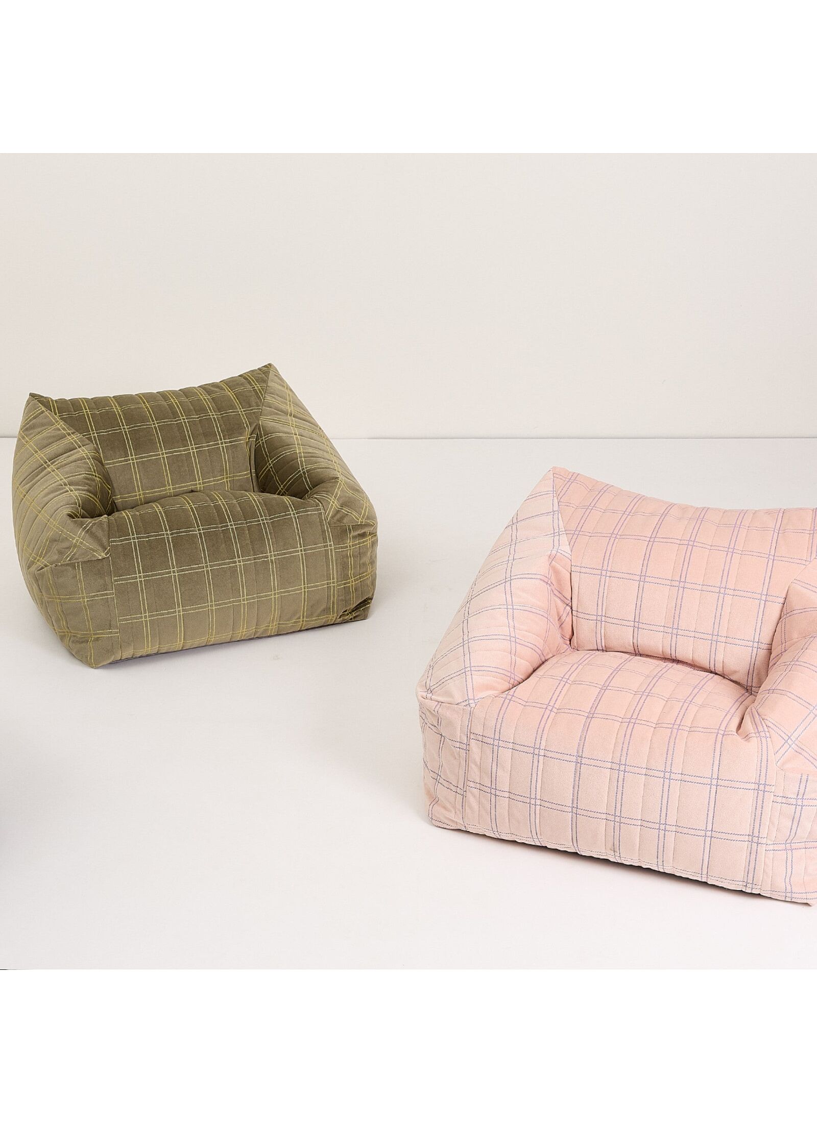 BEANBAG ARMCHAIR WINDOWPANE CHELSEA LIGHT GREEN LEMON