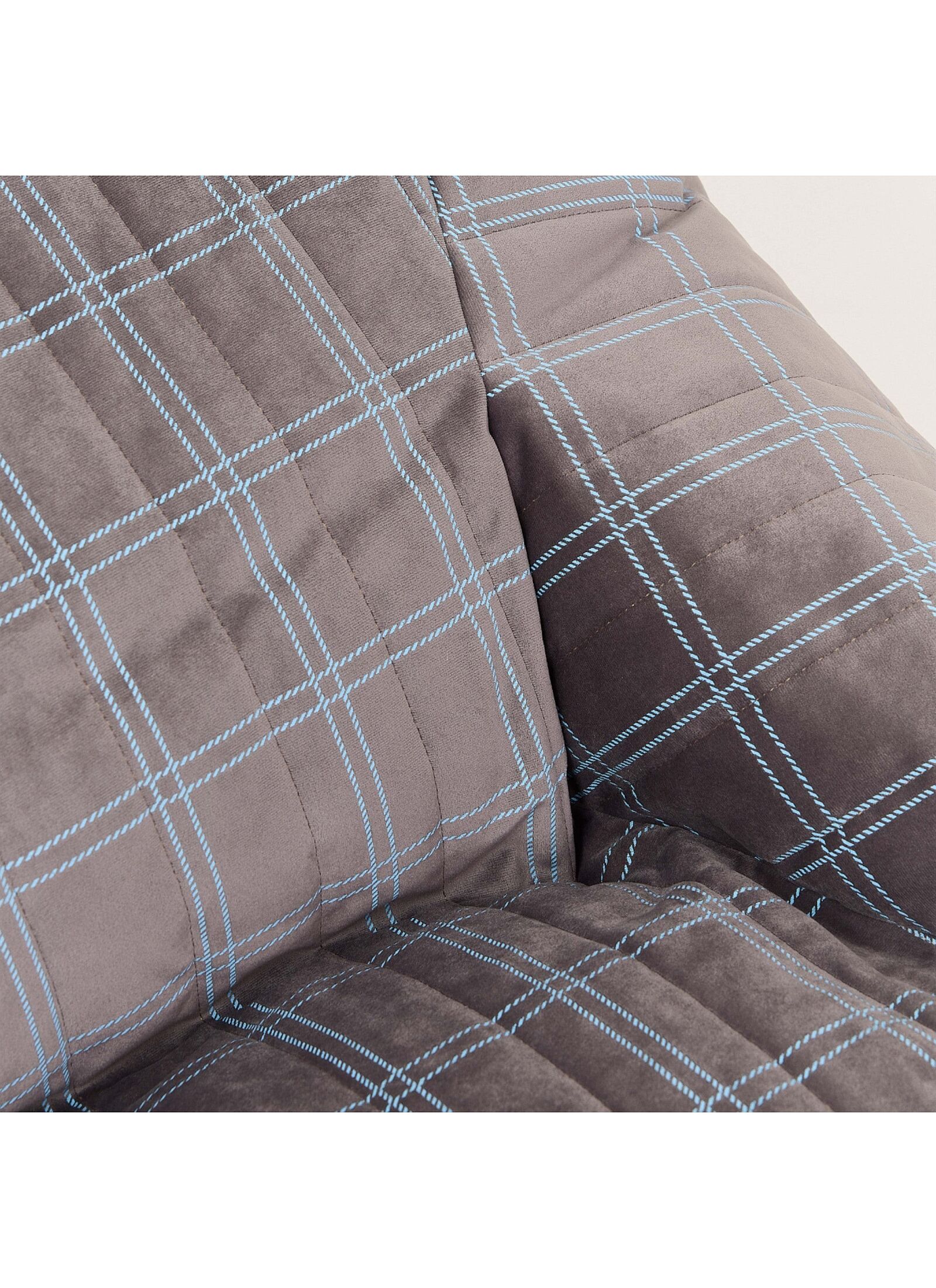 BEANBAG ARMCHAIR WINDOWPANE CHELSEA GREY BLUE