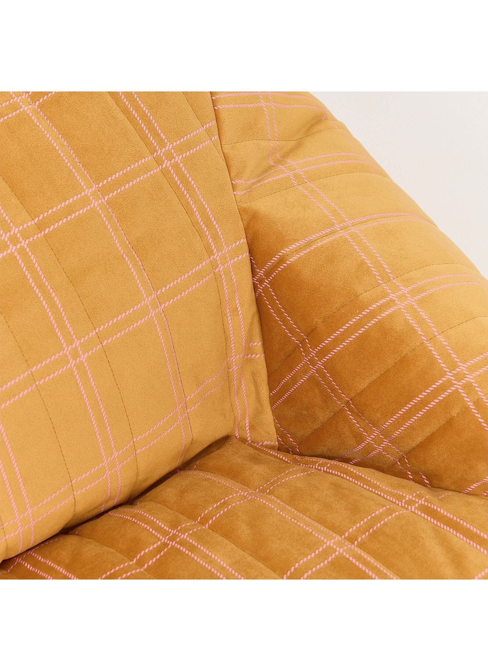 BEANBAG ARMCHAIR WINDOWPANE CHELSEA OCHRE PINK