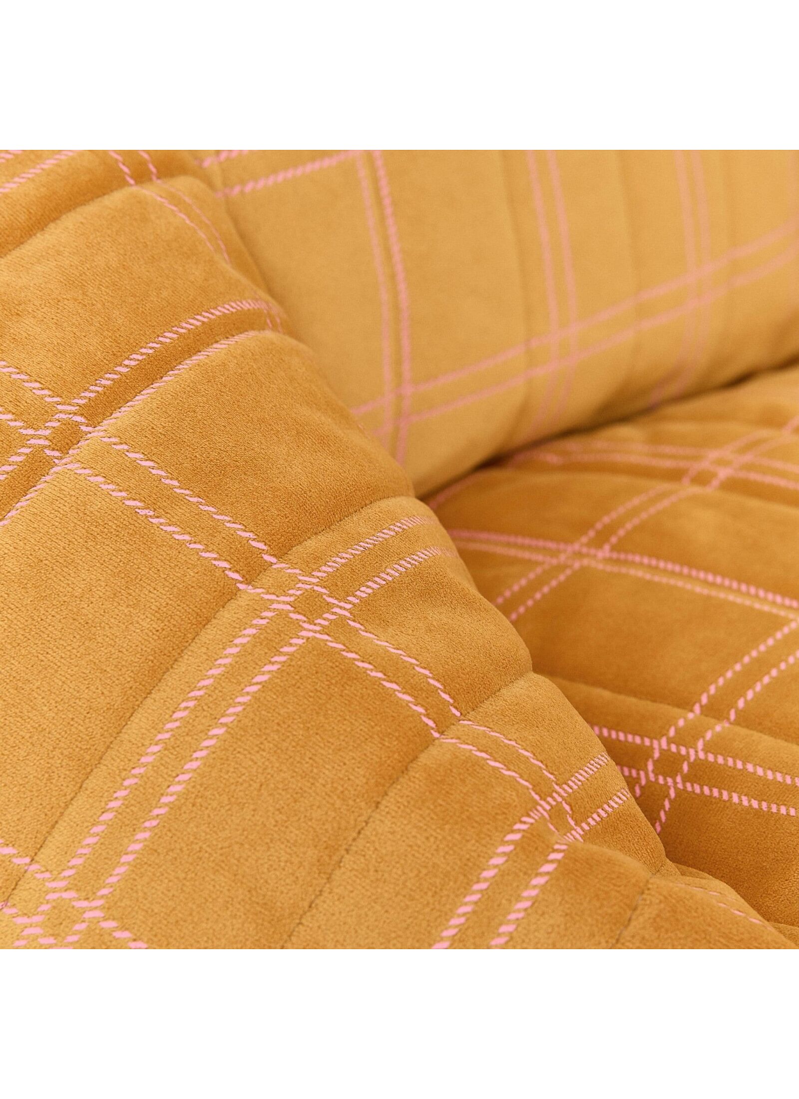 BEANBAG ARMCHAIR WINDOWPANE CHELSEA OCHRE PINK