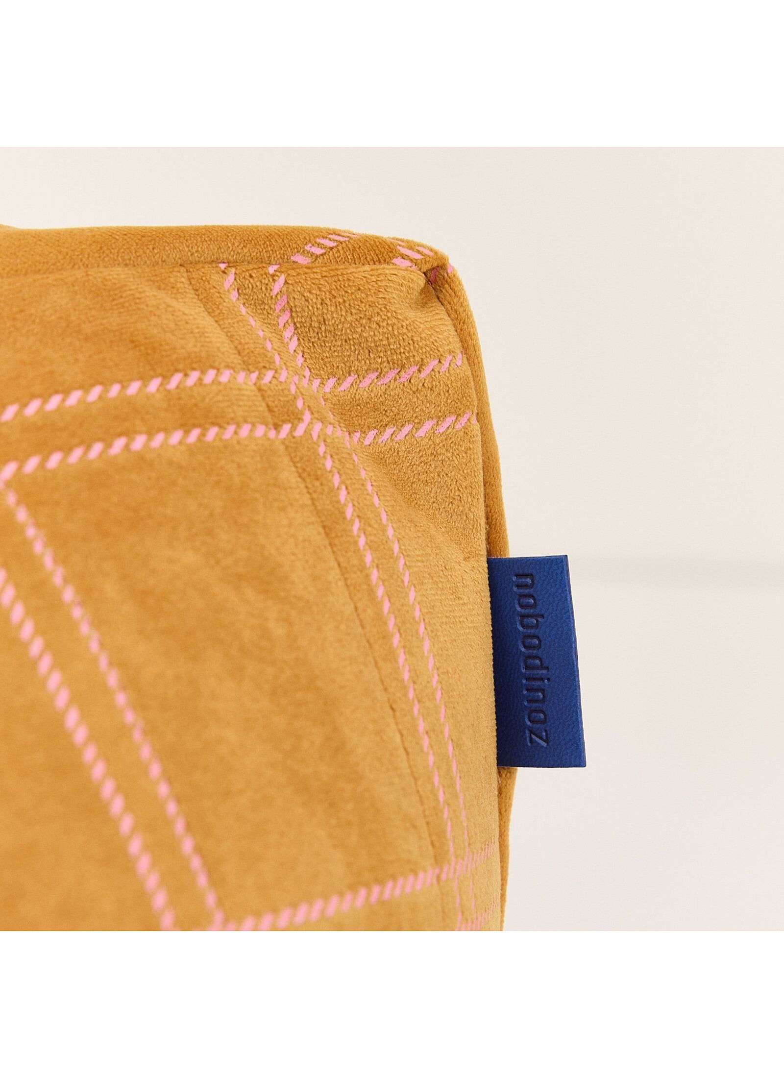 BEANBAG ARMCHAIR WINDOWPANE CHELSEA OCHRE PINK