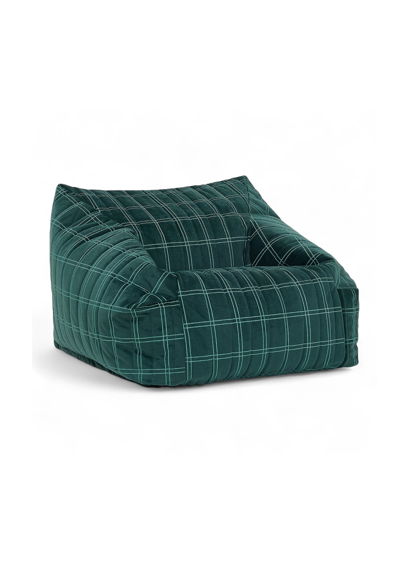 BEANBAG ARMCHAIR WINDOWPANE CHELSEA GREEN MINT
