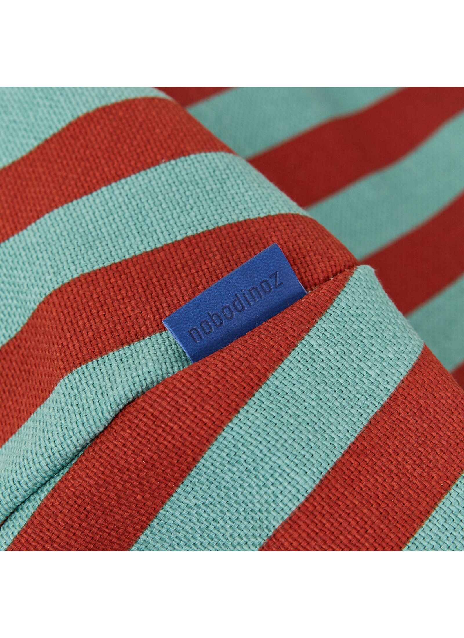 FLOOR CUSHION RED TEAL GREEN STRIPES