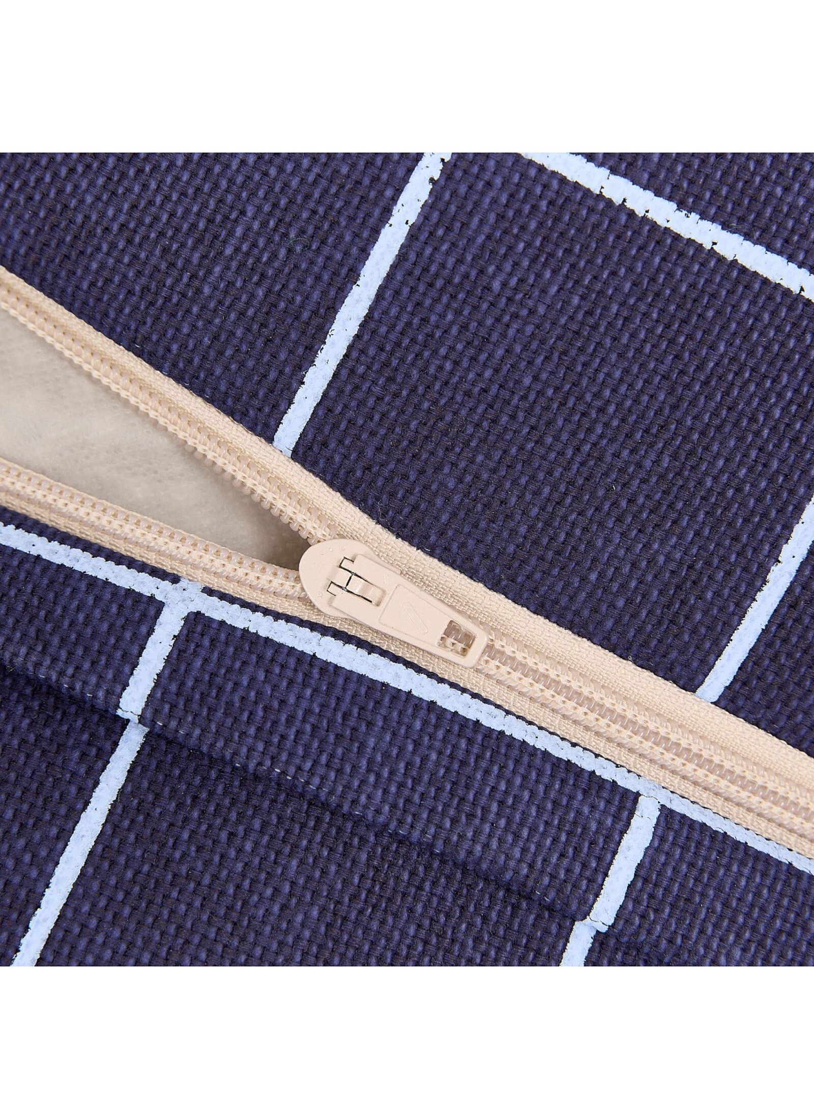 BEANBAG ARMCHAIR VINTAGE EFFECT NAVY BLUE GRID