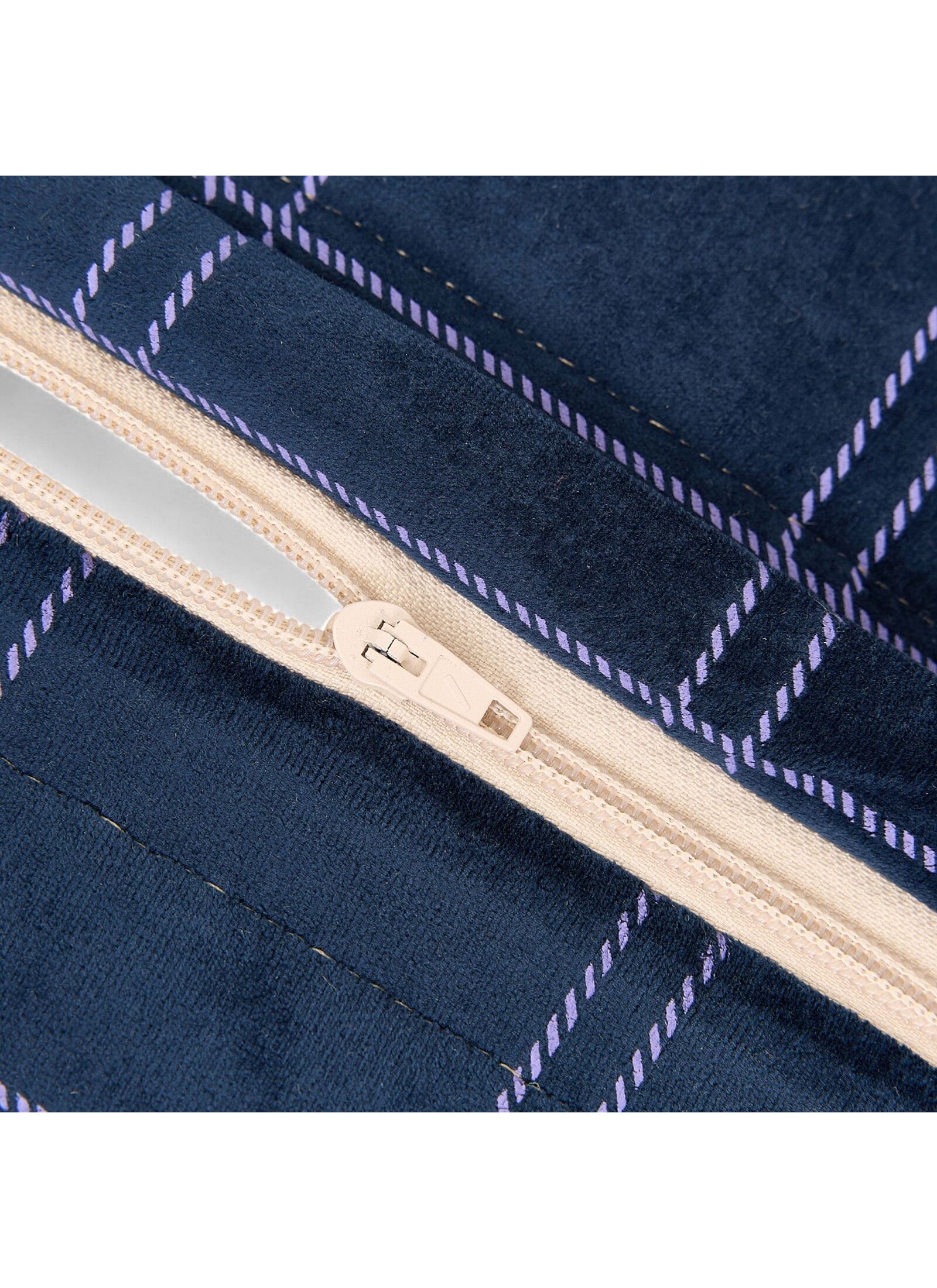 FLOOR CUSHION WINDOWPANE VELVET NIGHT BLUE PURPLE