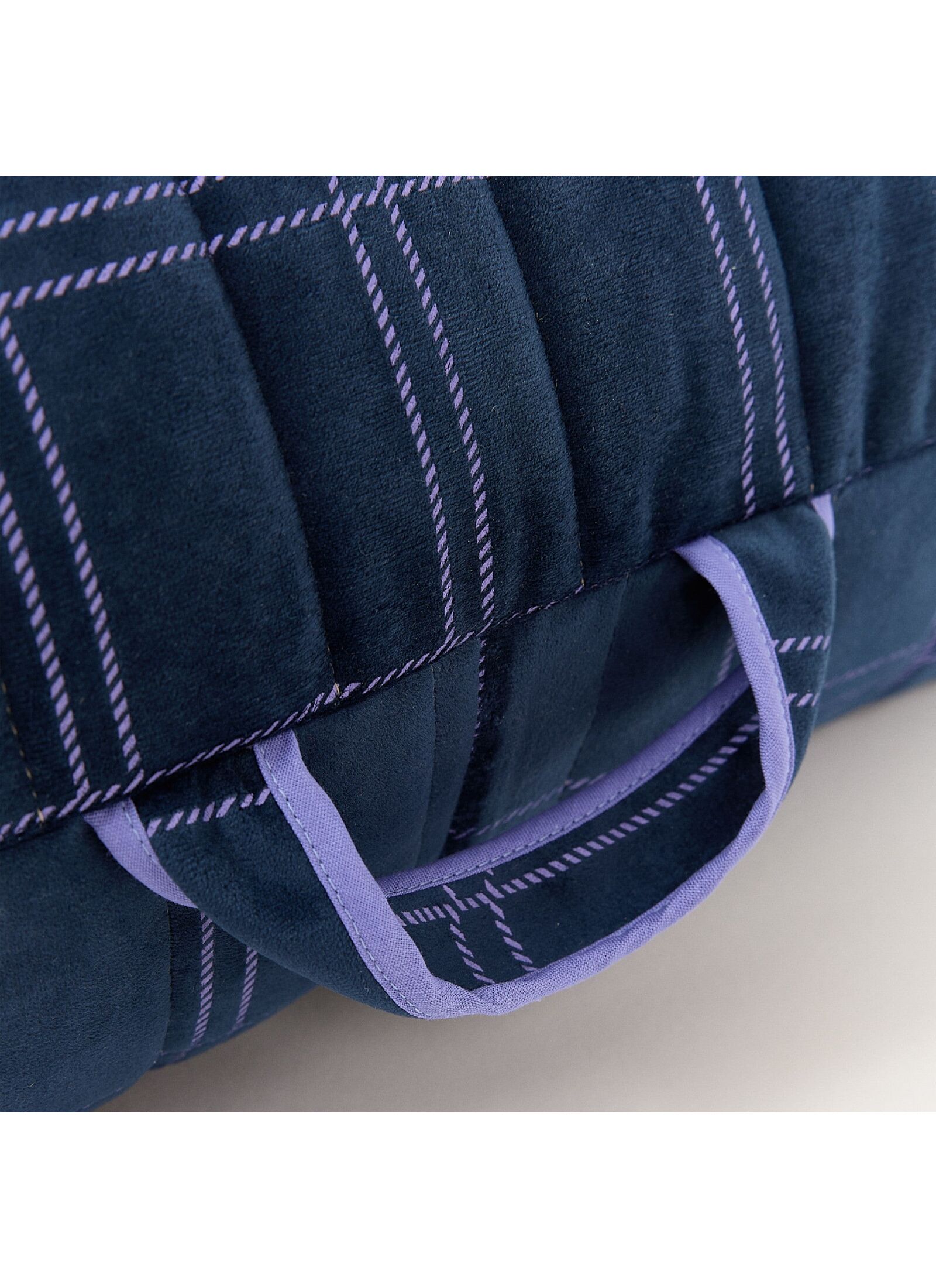 FLOOR CUSHION WINDOWPANE VELVET NIGHT BLUE PURPLE