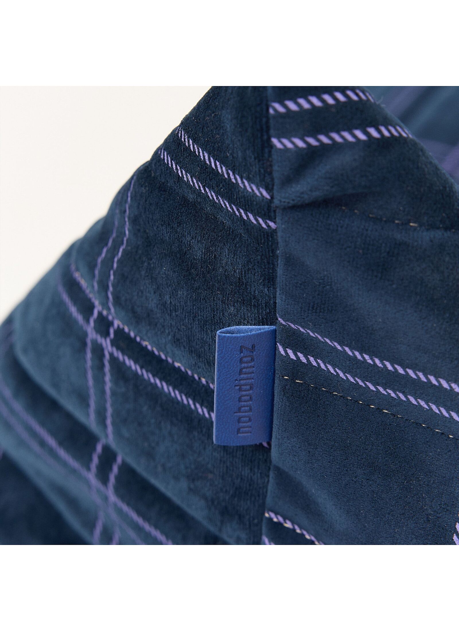 FLOOR CUSHION WINDOWPANE VELVET NIGHT BLUE PURPLE