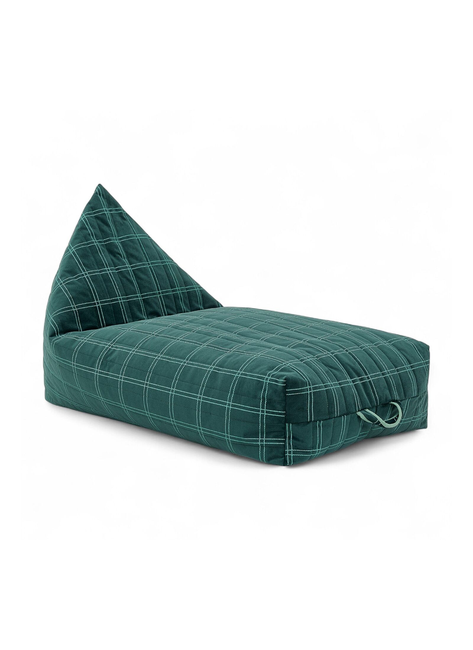 FLOOR CUSHION WINDOWPANE VELVET GREEN MINT