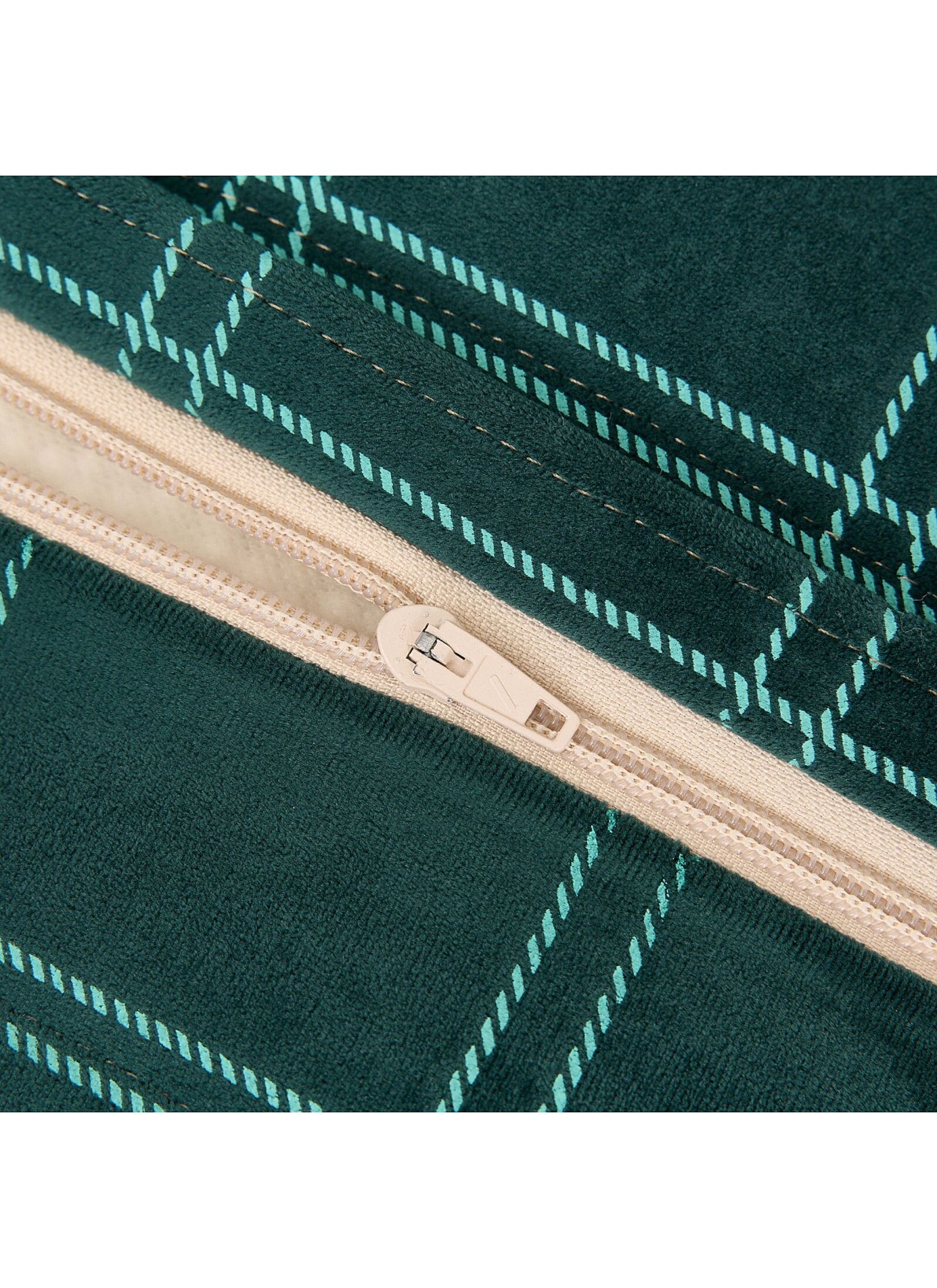 FLOOR CUSHION WINDOWPANE VELVET GREEN MINT