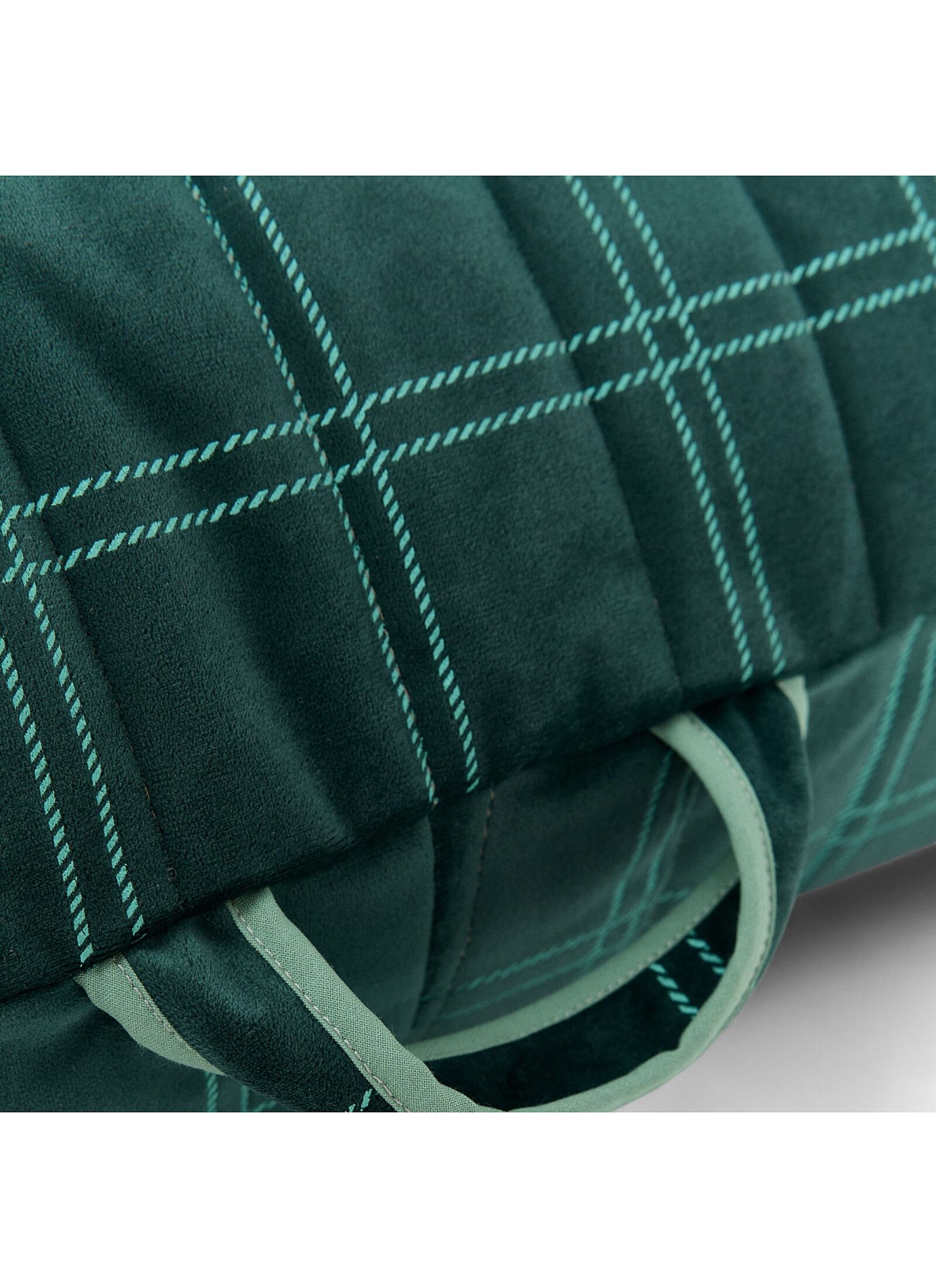 FLOOR CUSHION WINDOWPANE VELVET GREEN MINT