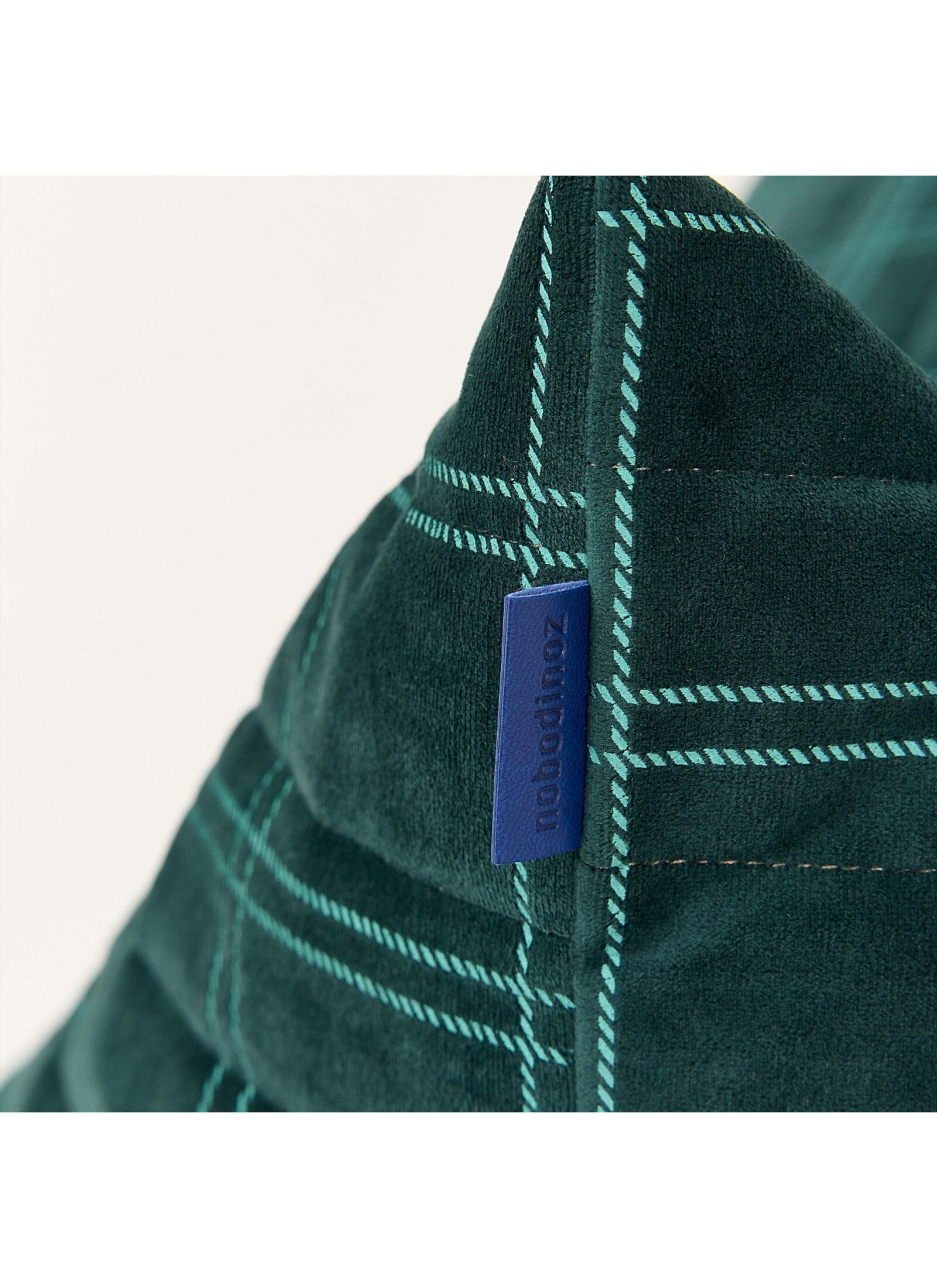 FLOOR CUSHION WINDOWPANE VELVET GREEN MINT