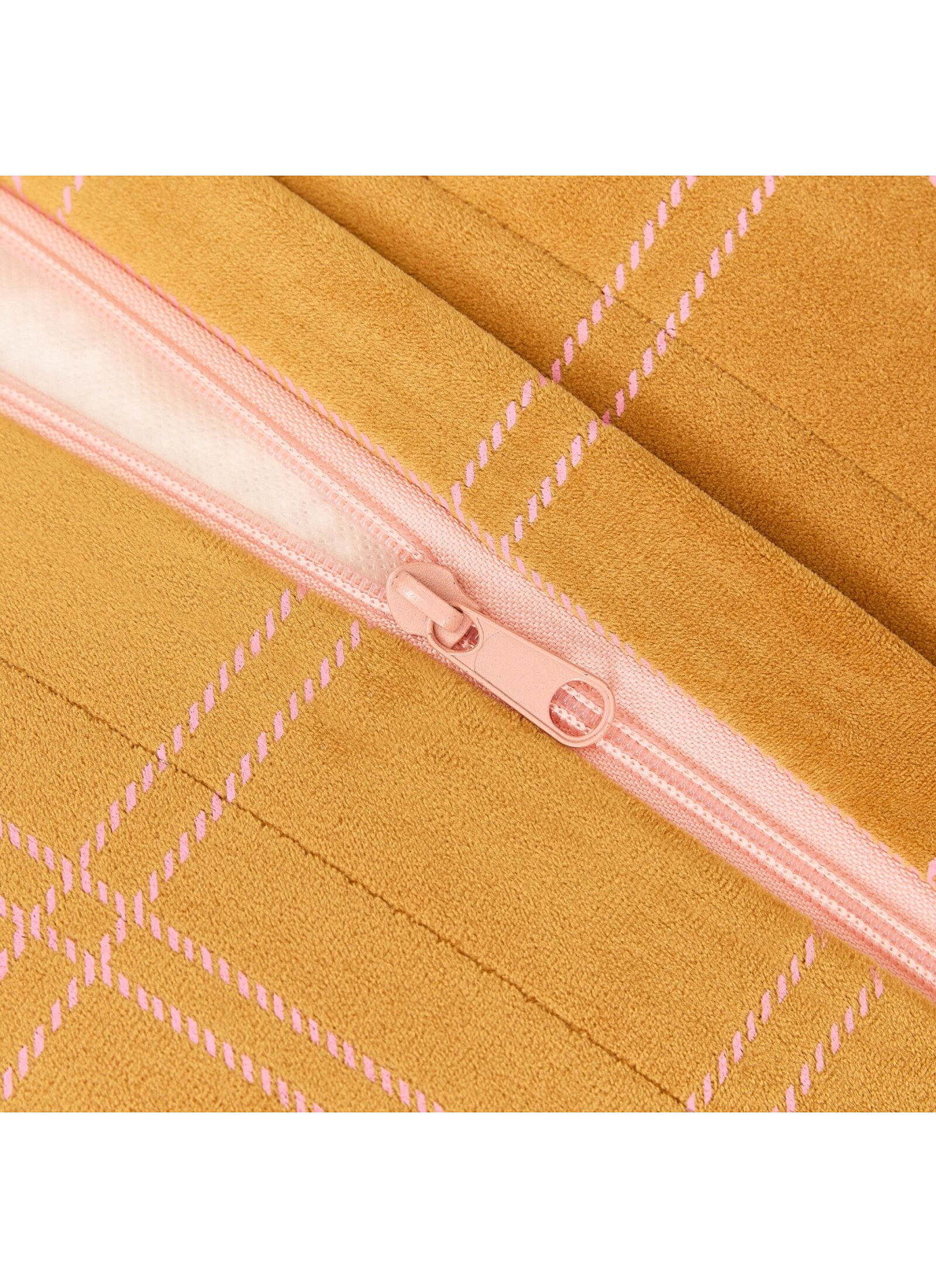 FLOOR CUSHION WINDOWPANE VELVET OCHRE PINK